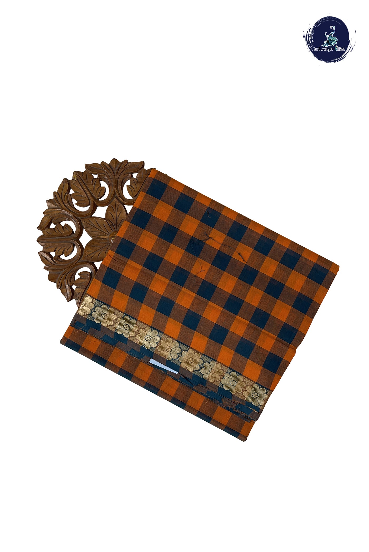 Multi Colour 10 Yards Madisar Cotton Saree With Checked Pattern