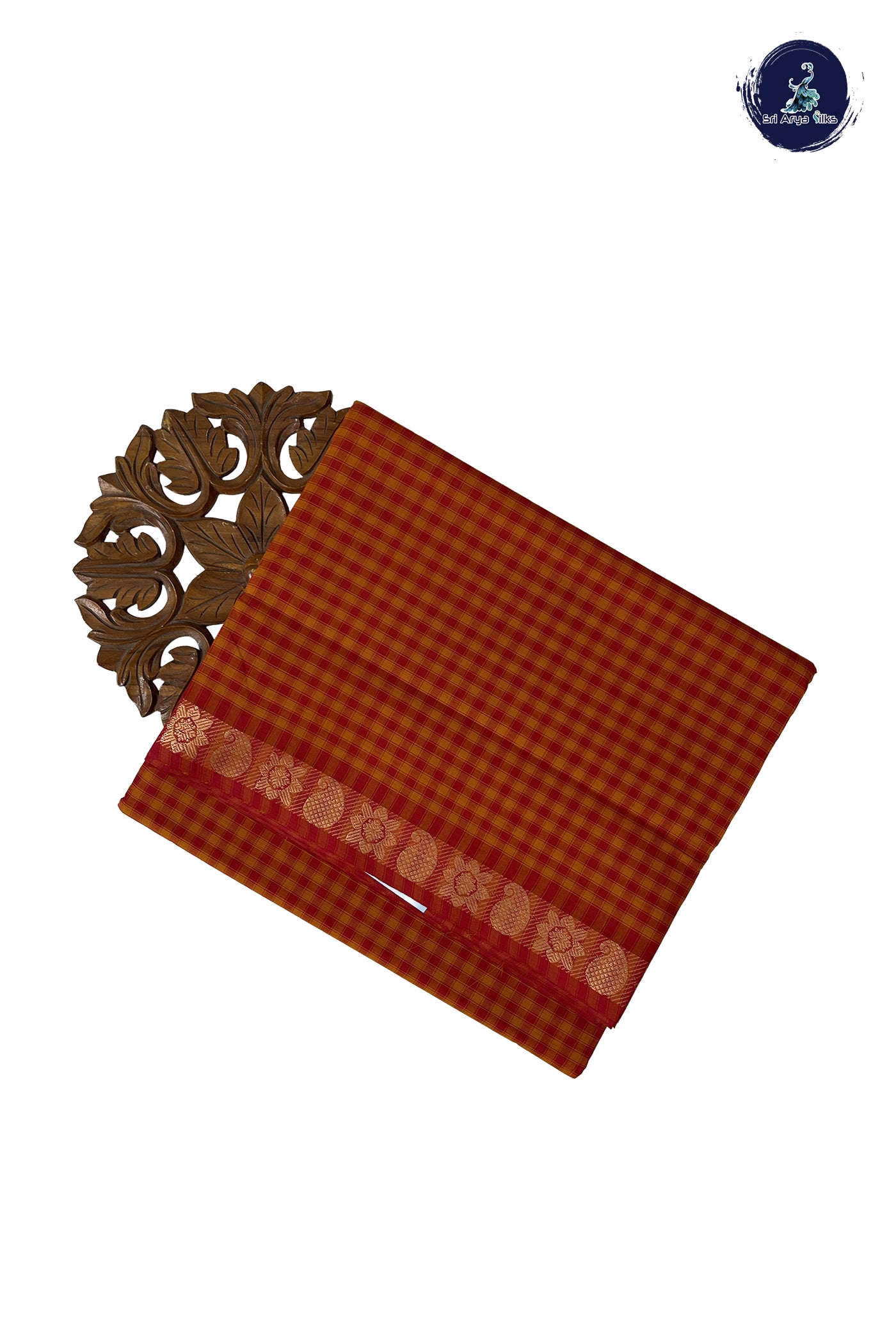 Multi Colour 10 Yards Madisar Cotton Saree With Checked Pattern