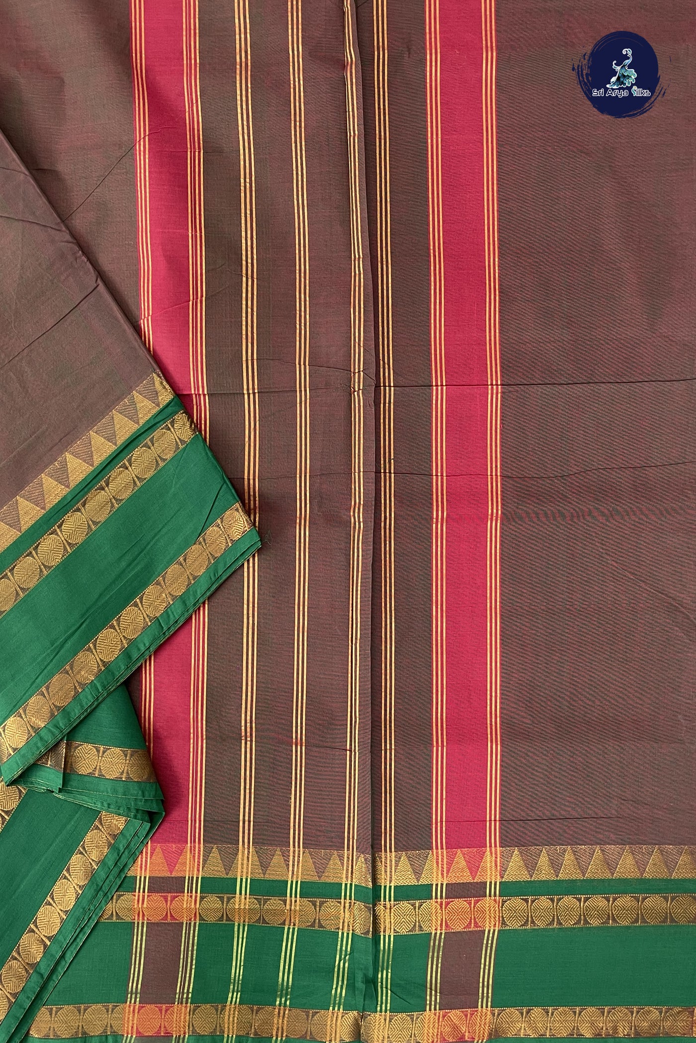 Manthulir 10 Yards Madisar Cotton Saree With Plain Pattern