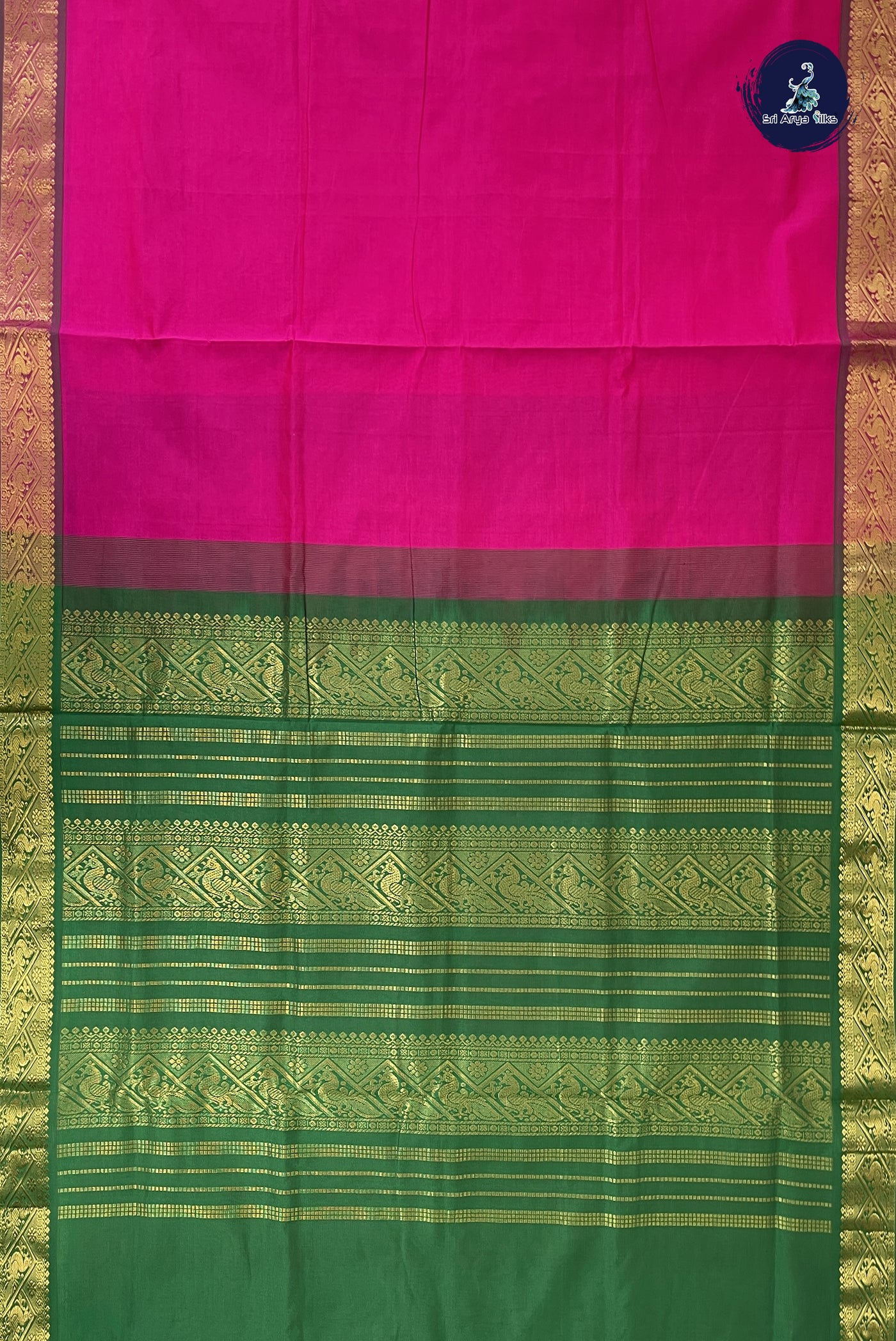 Pink Madisar Semi Silk Cotton Saree With Plain Pattern