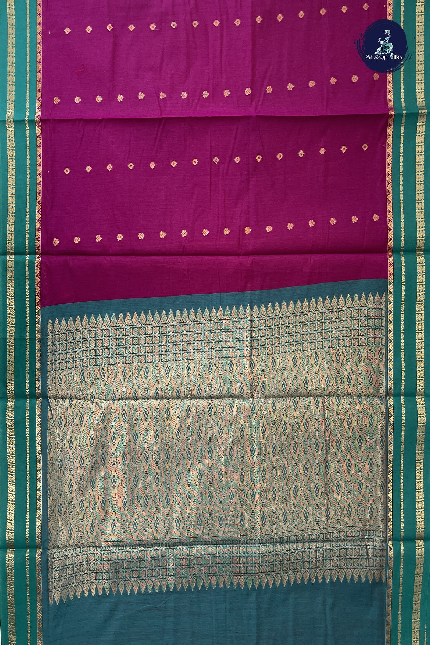 Pinkish Maroon Madisar Semi Silk Cotton Saree With Zari Buttas Pattern