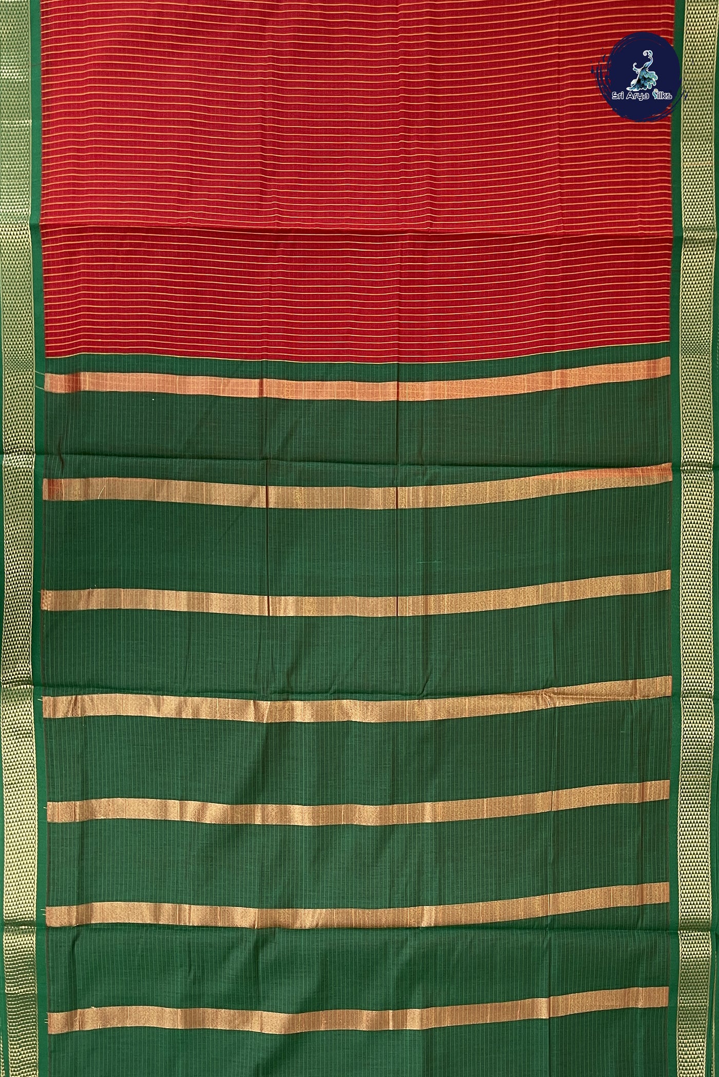 Red Madisar Semi Silk Cotton Saree With Checked Pattern