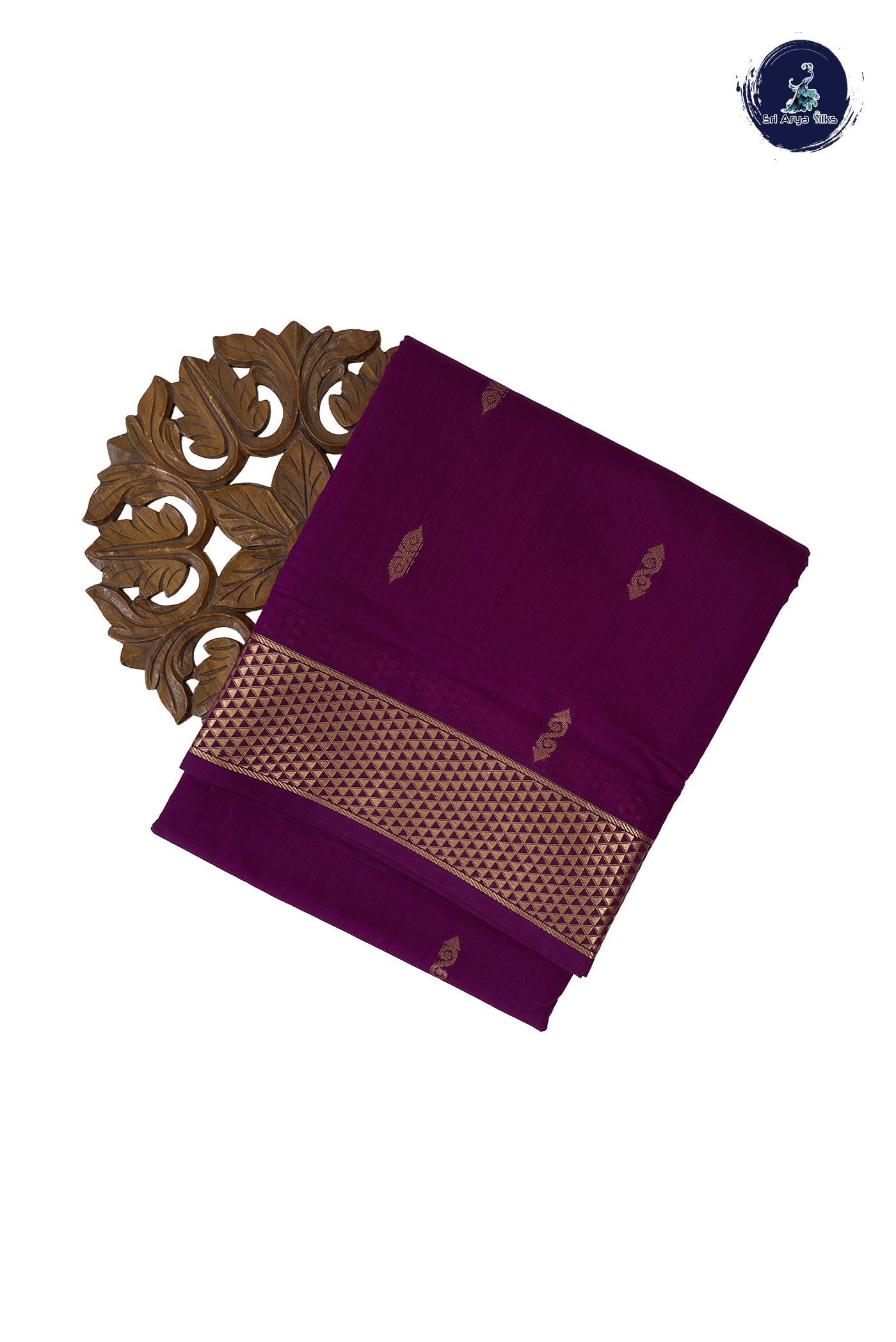 Burgundy Madisar Semi Silk Cotton Saree With Zari Buttas Pattern