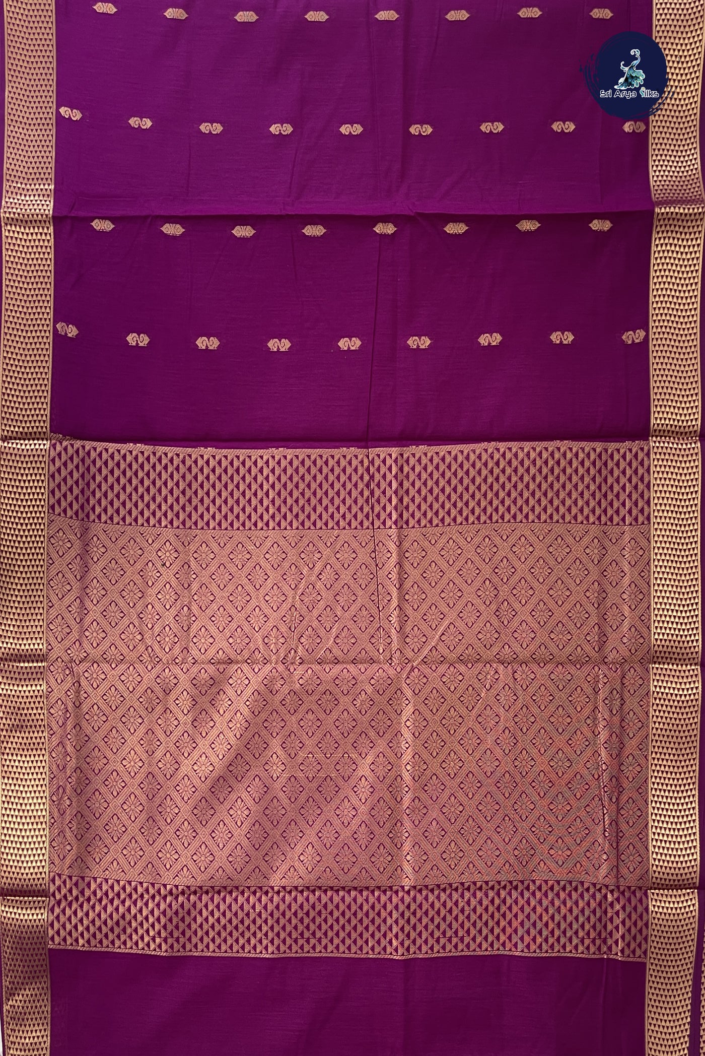 Burgundy Madisar Semi Silk Cotton Saree With Zari Buttas Pattern