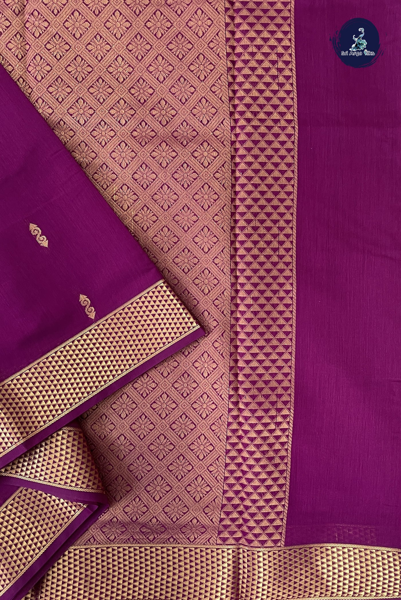 Burgundy Madisar Semi Silk Cotton Saree With Zari Buttas Pattern