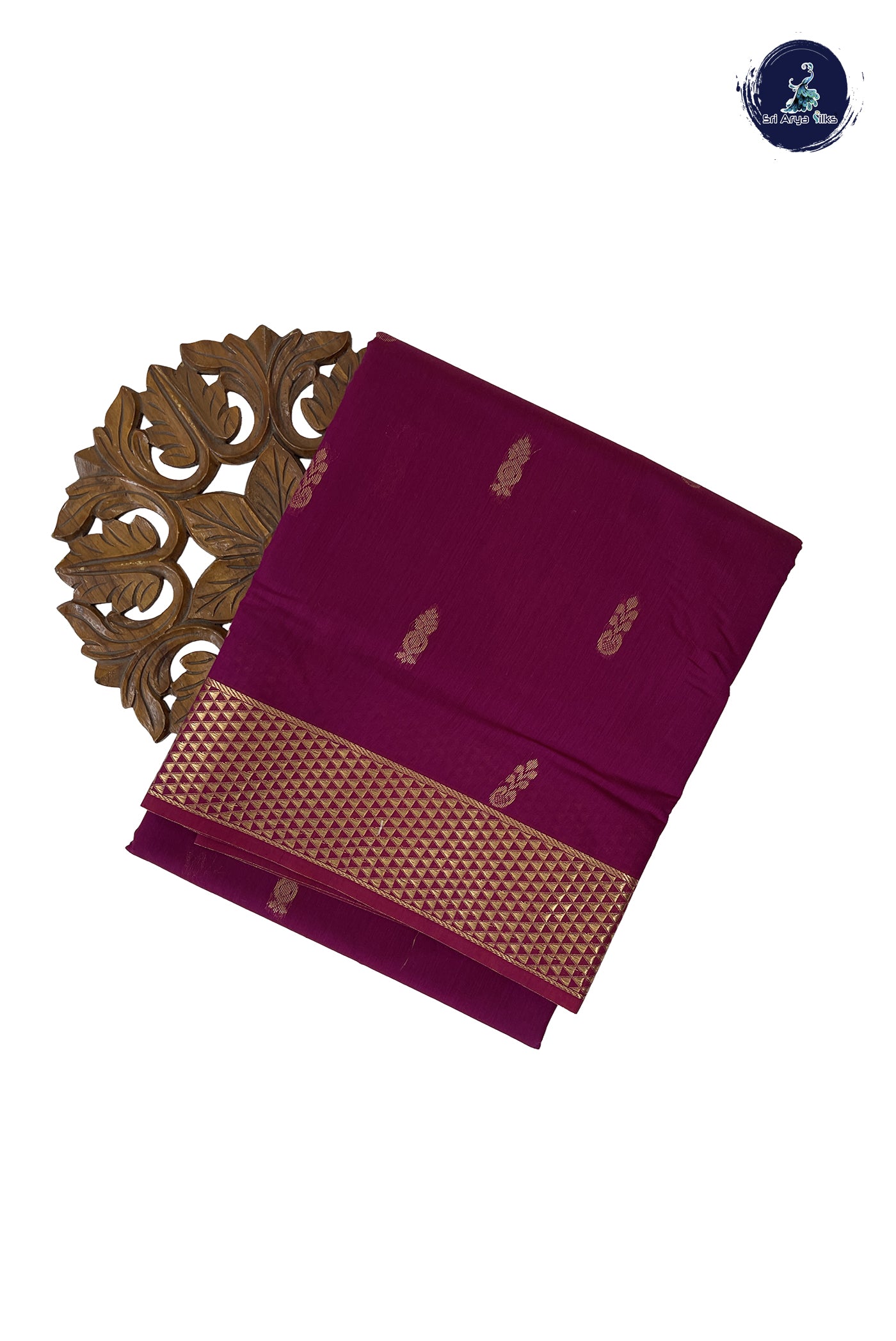 Pinkish Maroon Madisar Semi Silk Cotton Saree With Zari Buttas Pattern