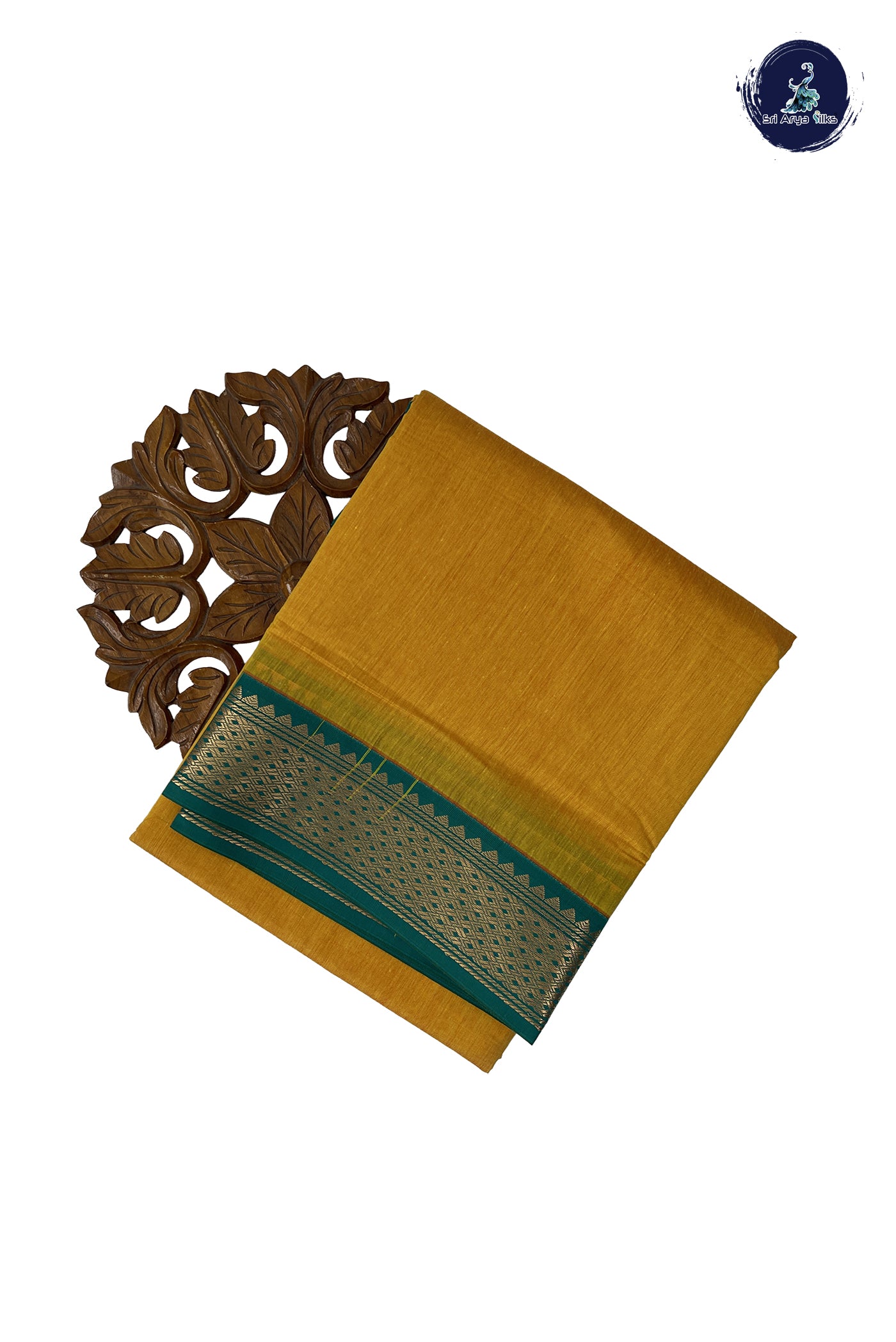 Yellow Madisar Semi Silk Cotton Saree With Plain Pattern