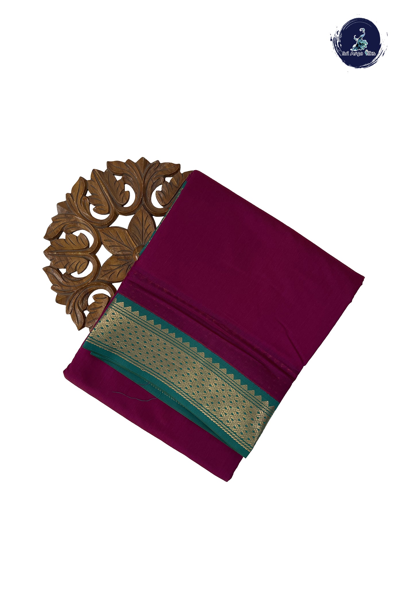 Burgundy Madisar Semi Silk Cotton Saree With Plain Pattern