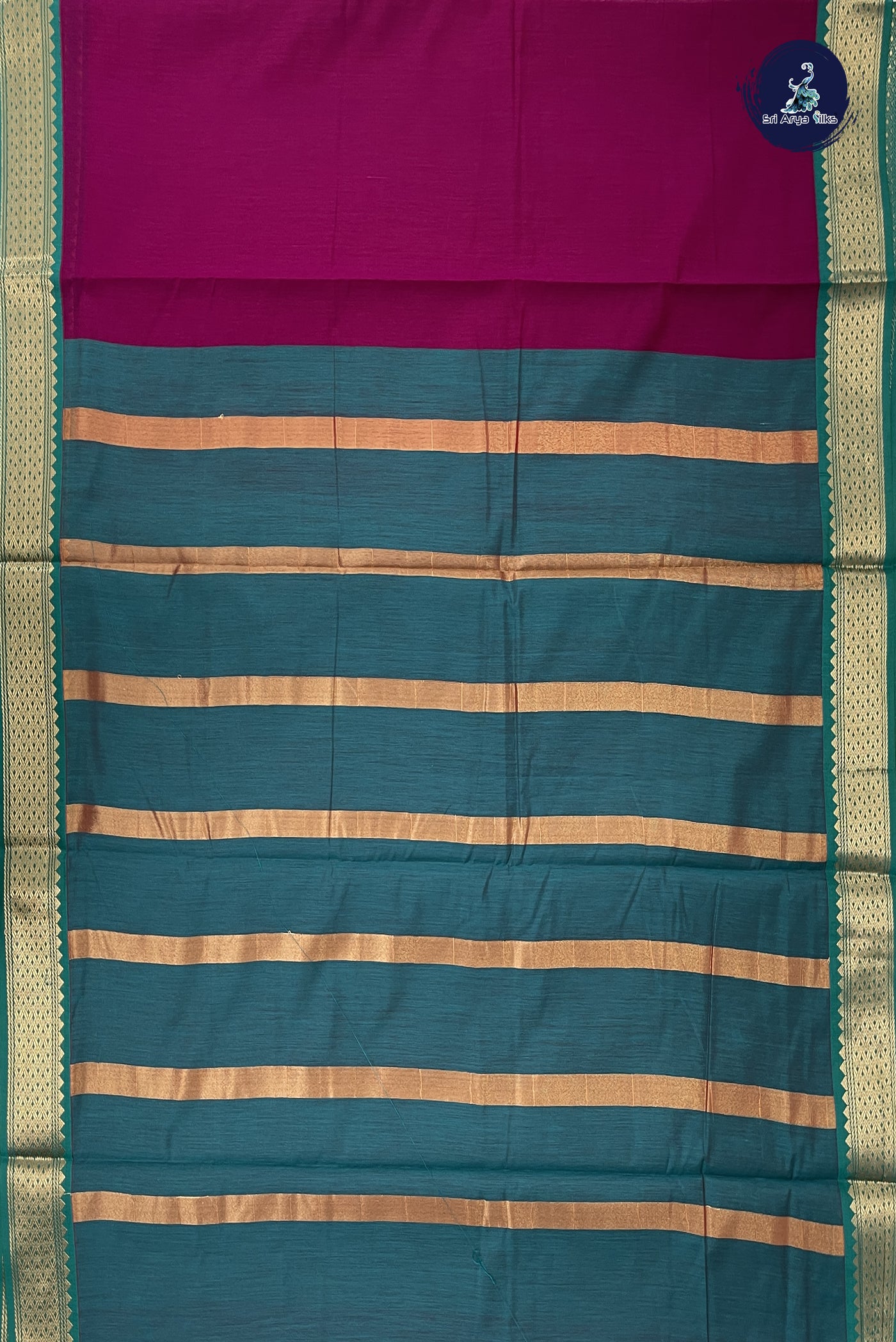 Burgundy Madisar Semi Silk Cotton Saree With Plain Pattern