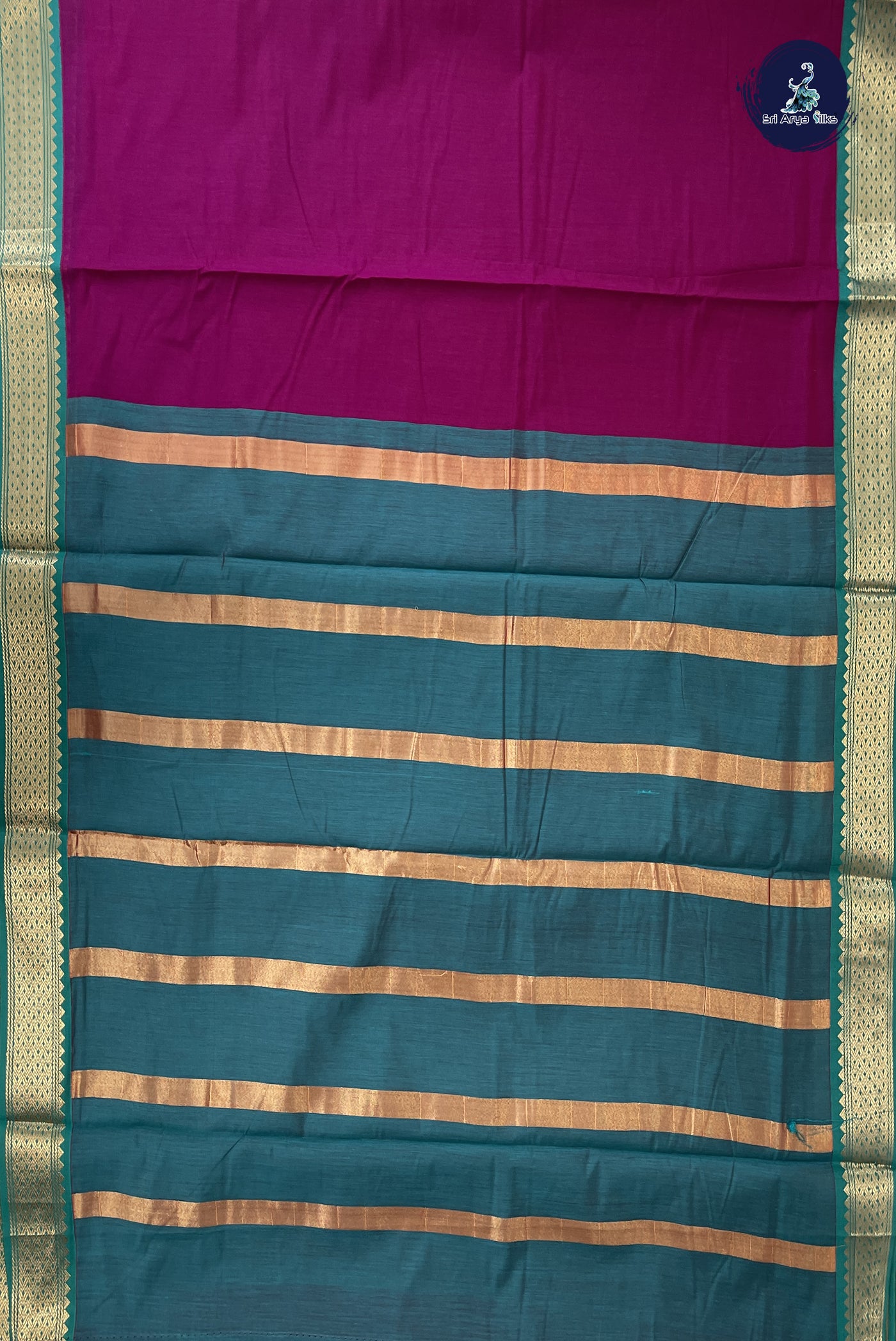 Burgundy Madisar Semi Silk Cotton Saree With Plain Pattern