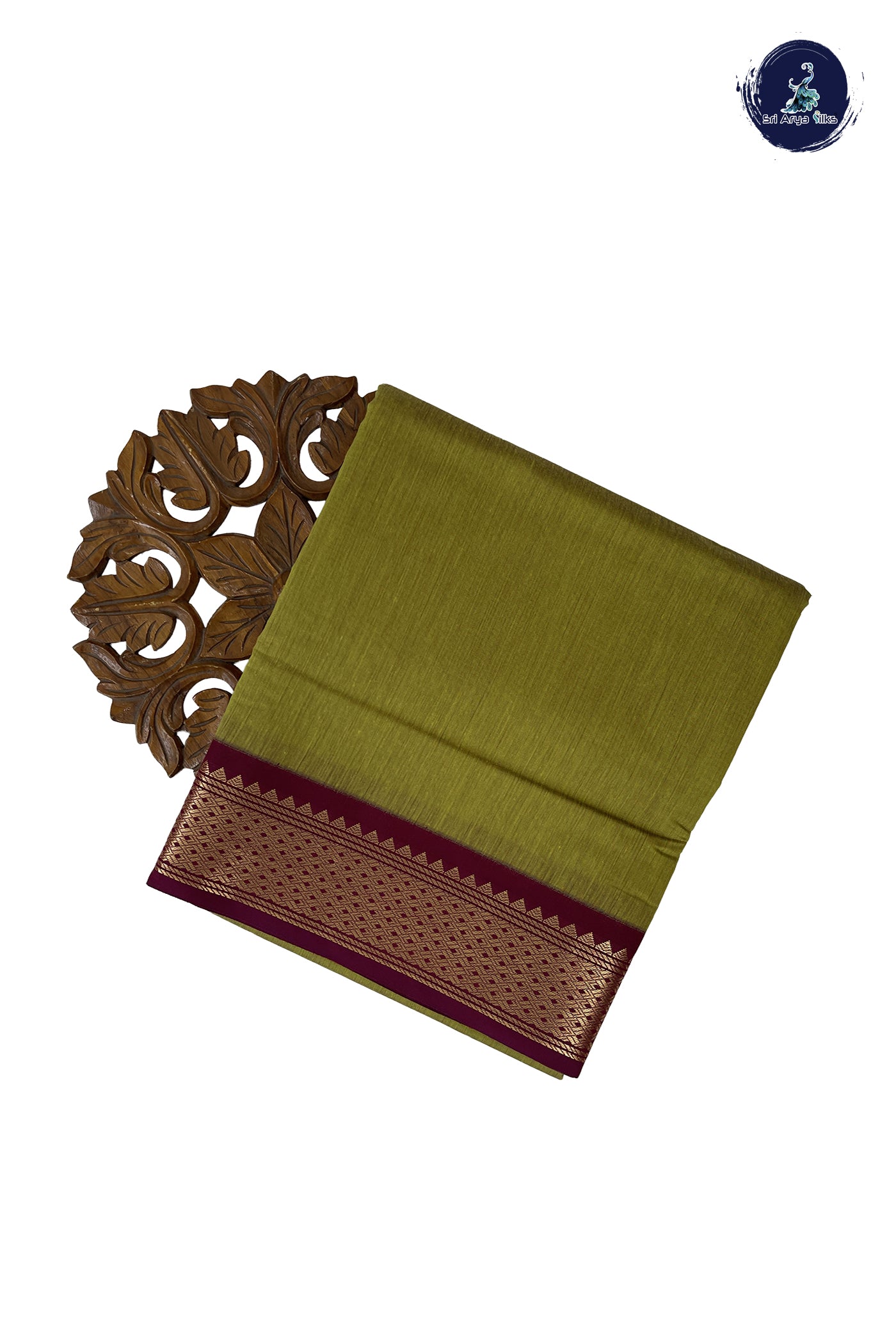 Light Green Madisar Semi Silk Cotton Saree With Plain Pattern