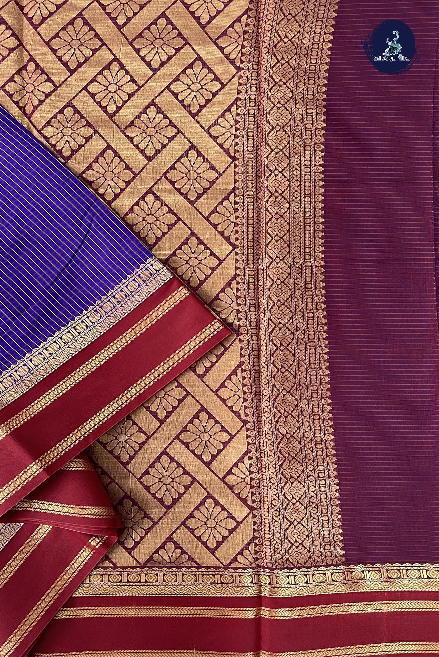 Violet Madisar Semi Silk Cotton Saree With Checked Pattern