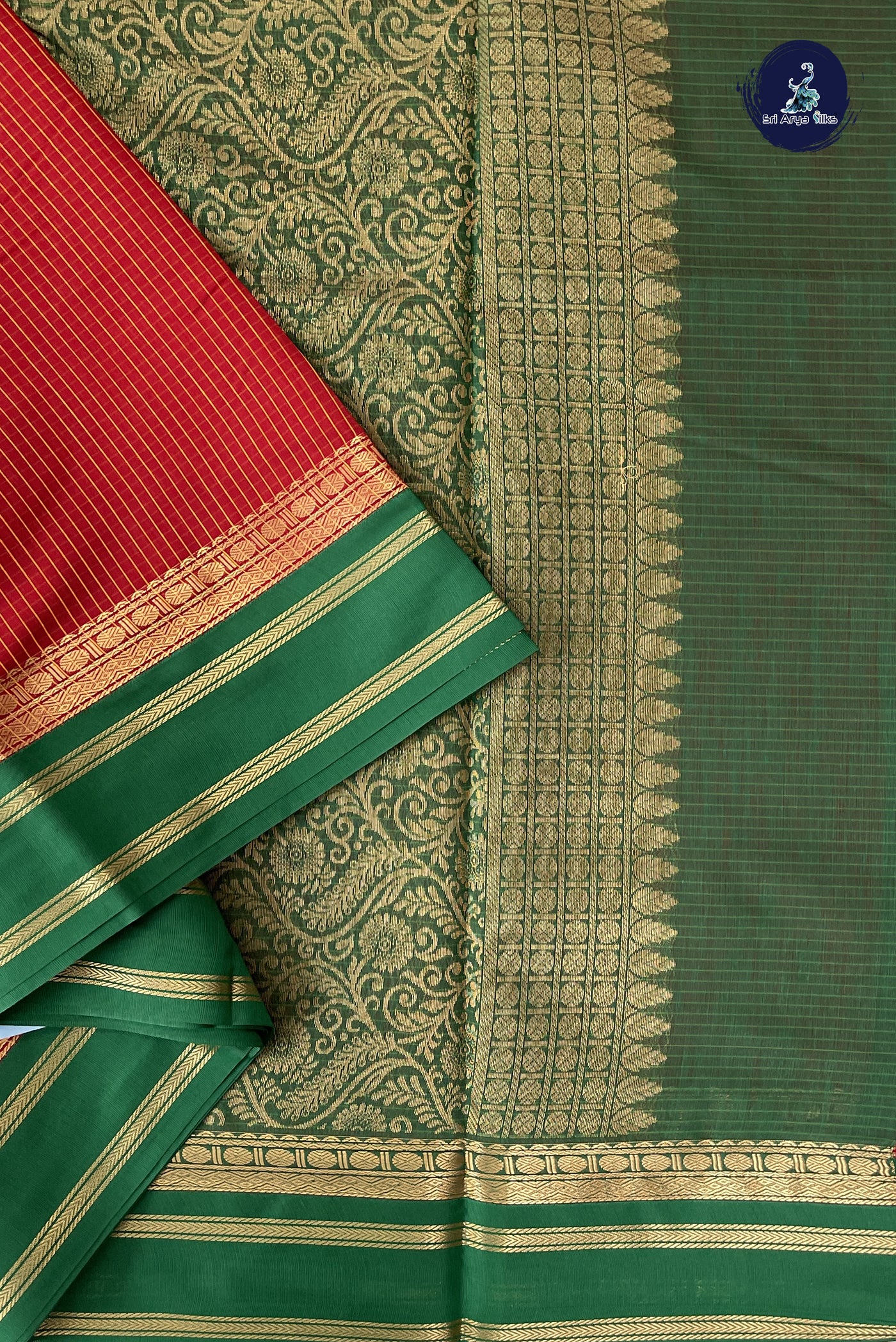 Red Madisar Semi Silk Cotton Saree With Checked Pattern