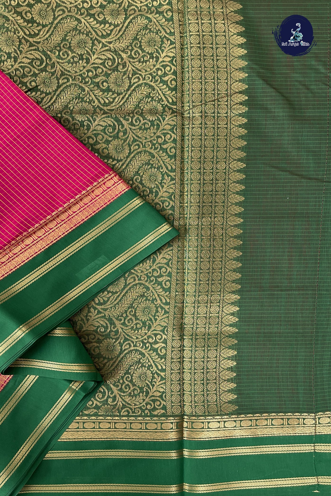 Pink Madisar Semi Silk Cotton Saree With Checked Pattern