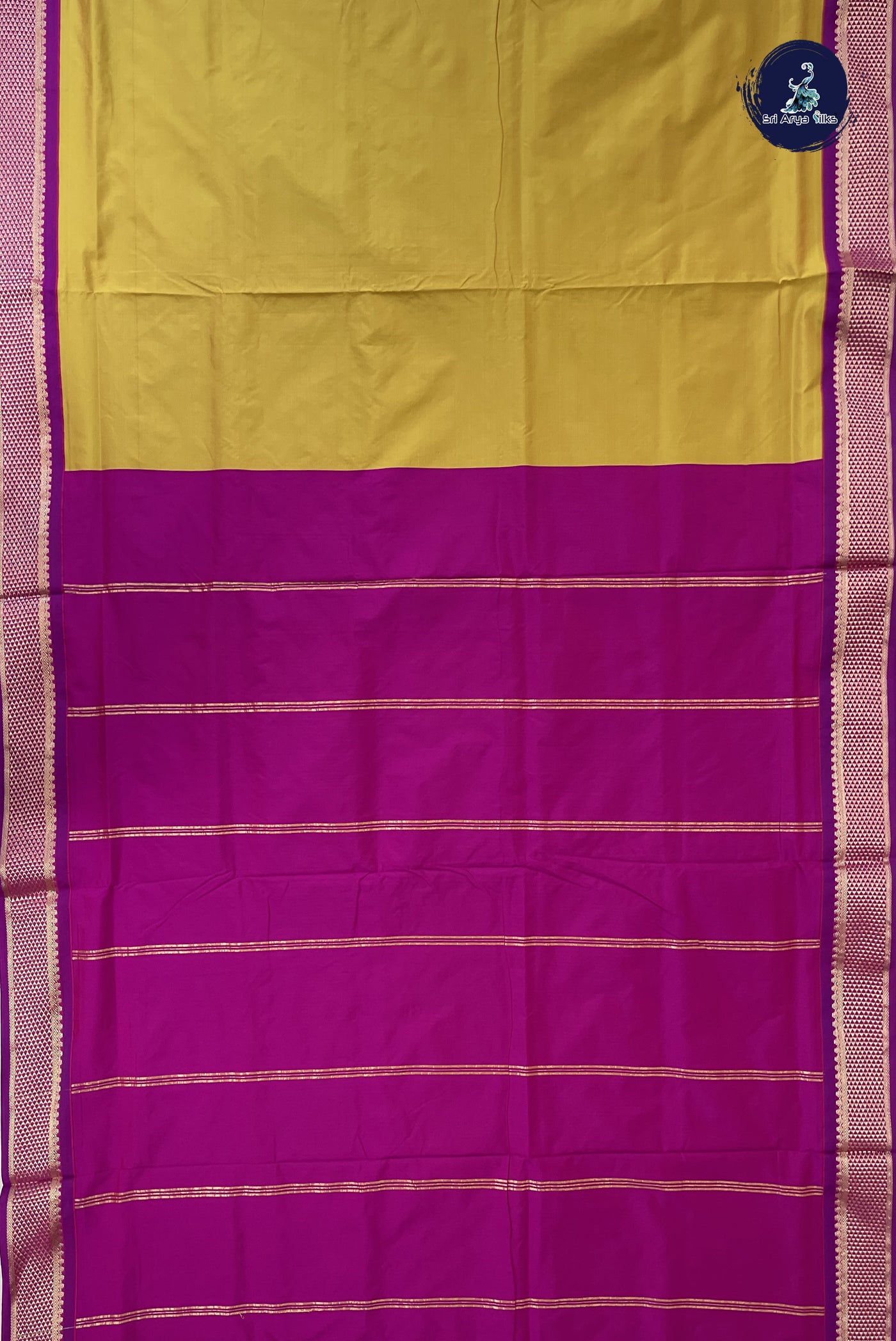 Mustard 9  Yards Semi Silk With Plain Pattern