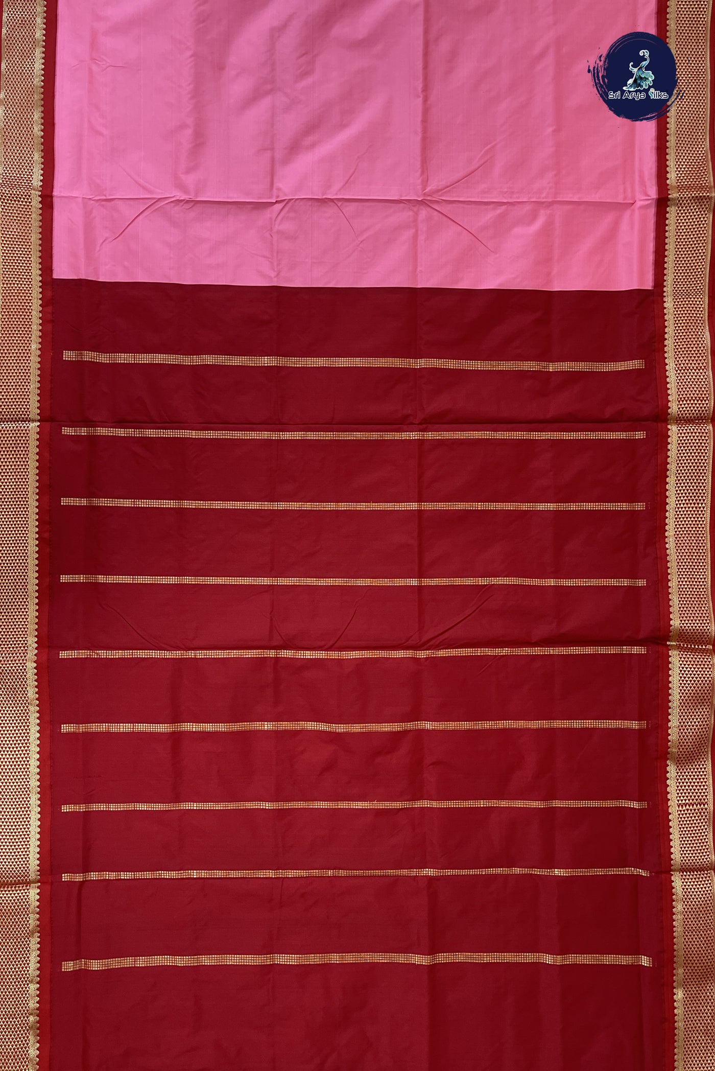 Light Pink 10 Yards Semi Silk With Plain Pattern