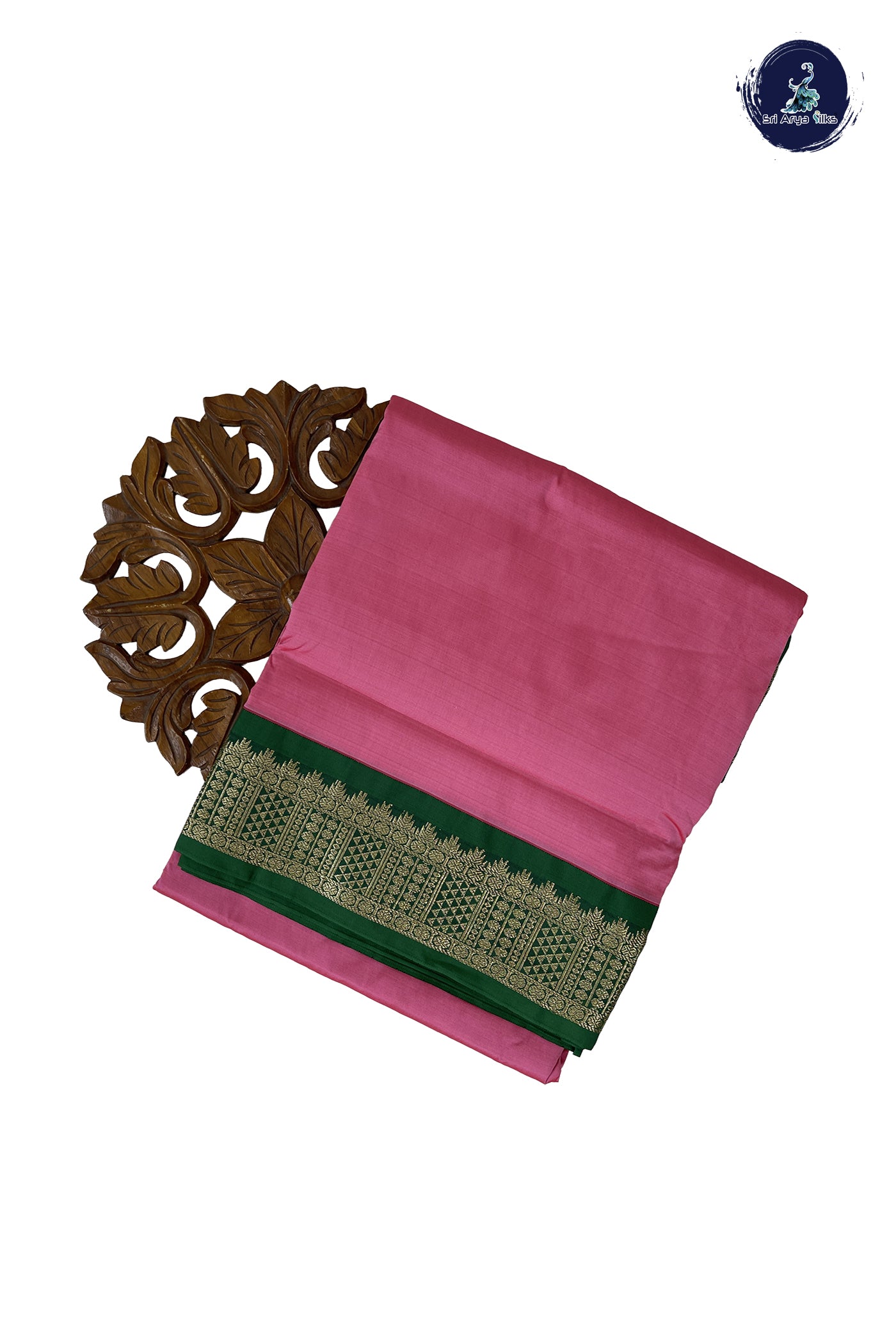 Light Pink 10 Yards Semi Silk With Plain Pattern