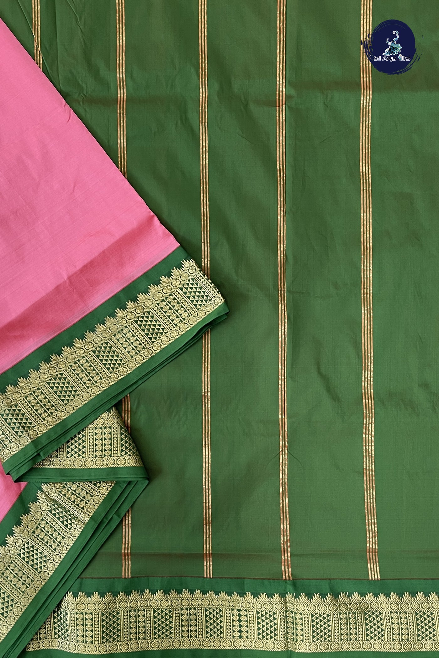 Light Pink 10 Yards Semi Silk With Plain Pattern