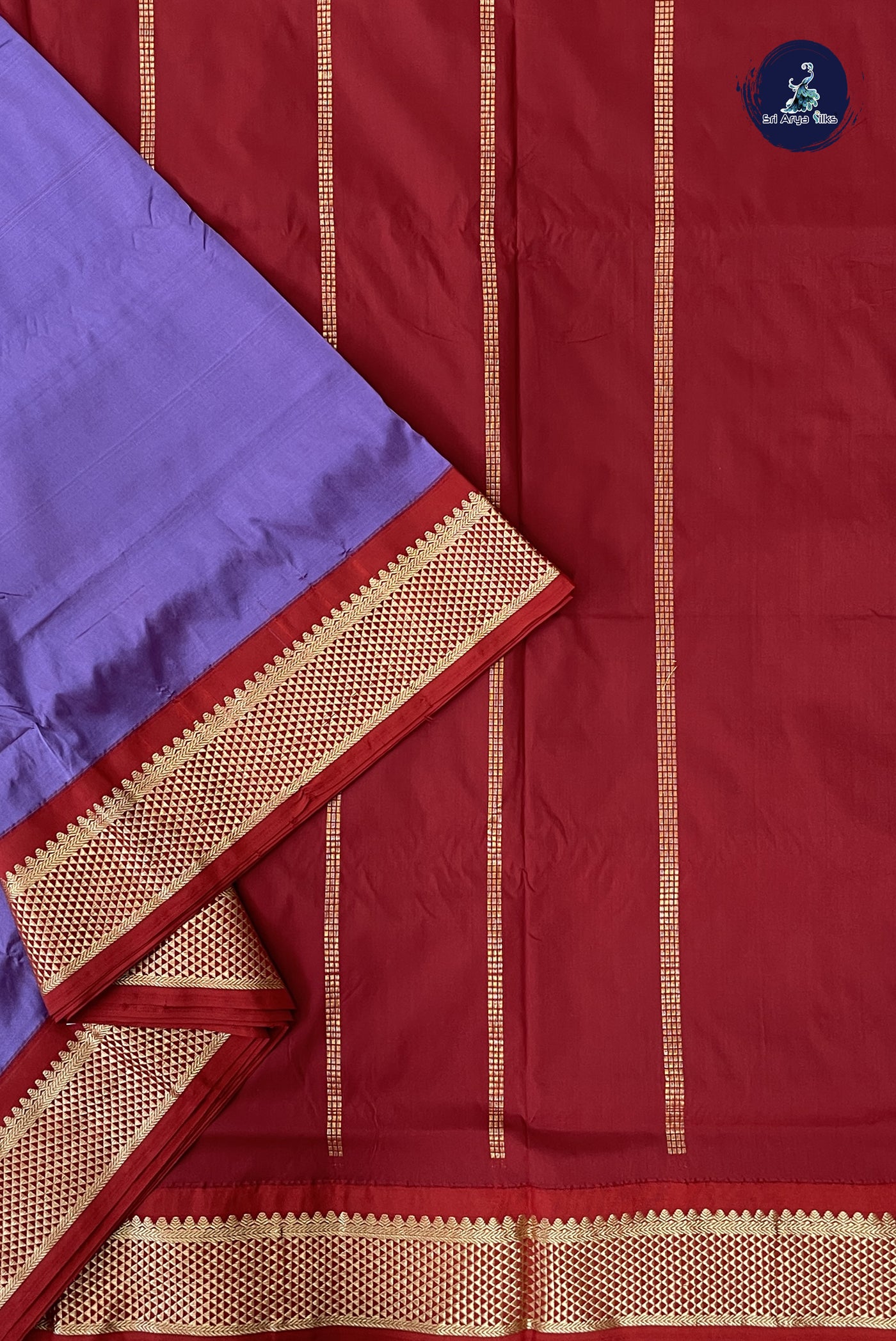 Lavender 10 Yards Semi Silk With Plain Pattern