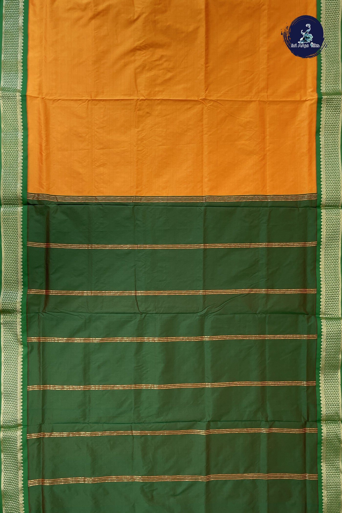 Lite Mustard Orange 10 Yards Semi Silk With Plain Pattern