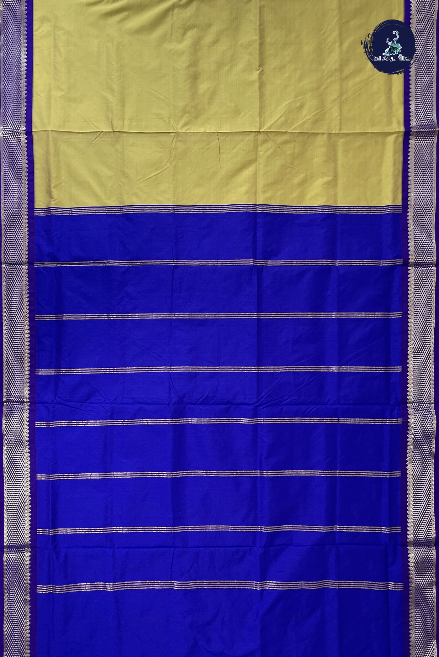 Pastel Green 9 Yards Semi Silk With Plain Pattern