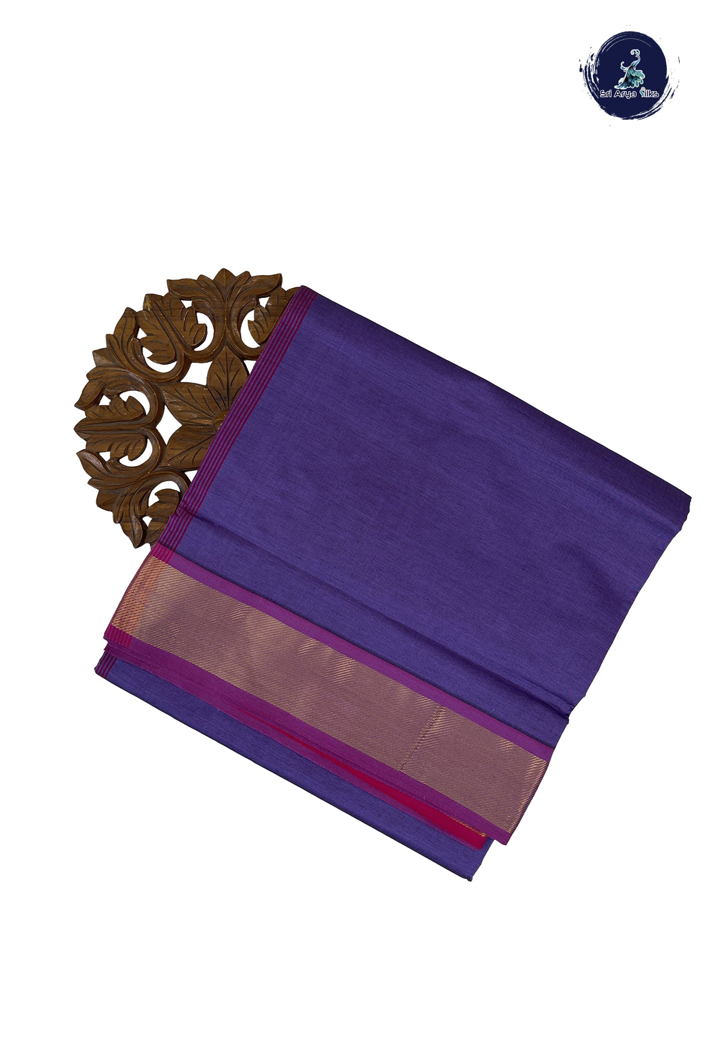 Lavender Madisar Semi Silk Cotton Saree With Plain Pattern