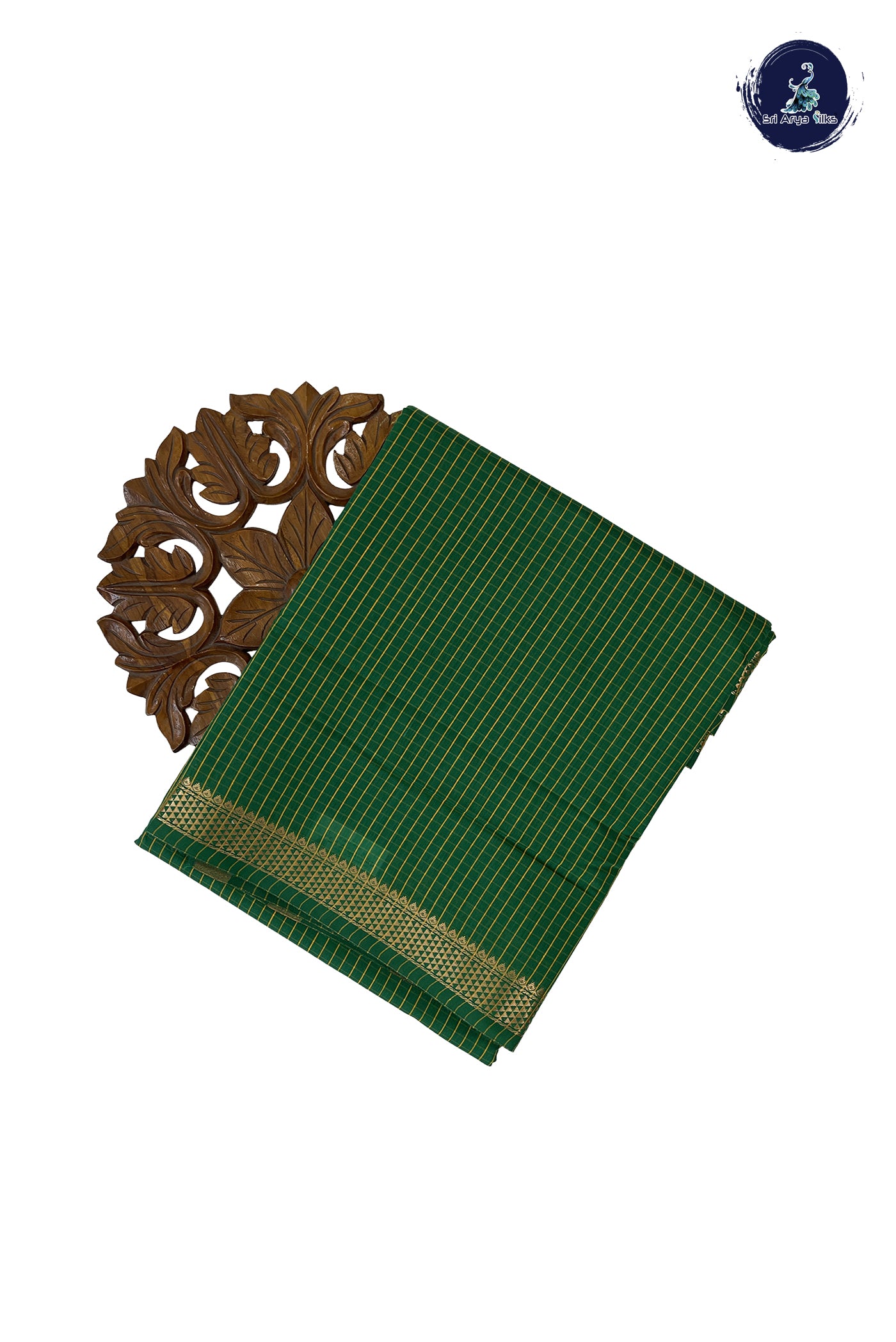Green Madisar Semi Silk Cotton Saree With Checked Pattern