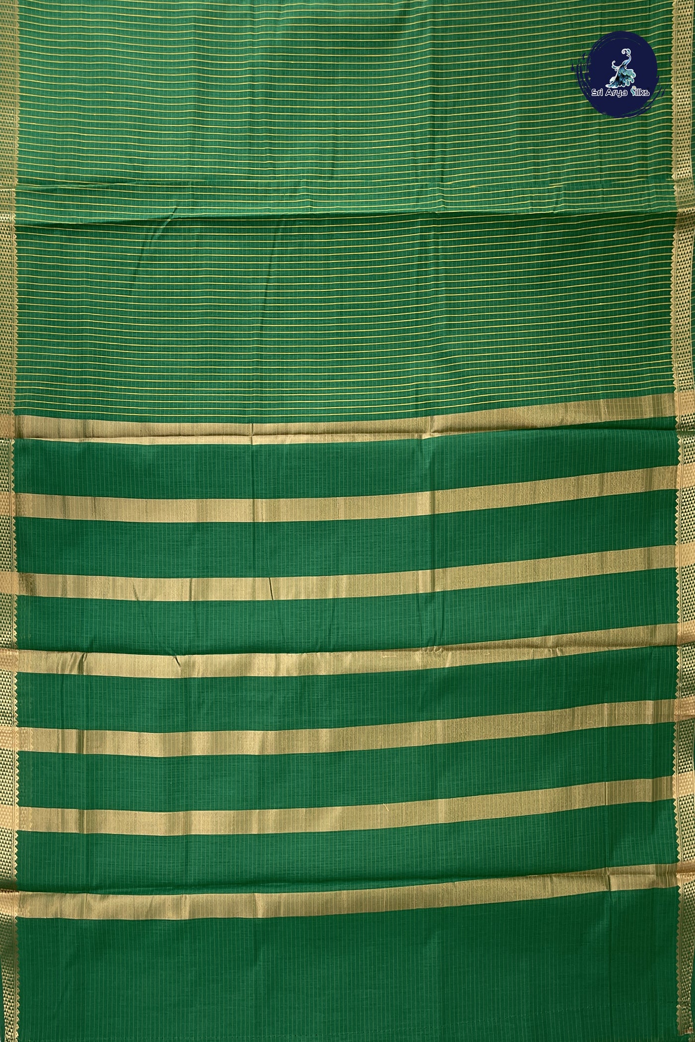 Green Madisar Semi Silk Cotton Saree With Checked Pattern