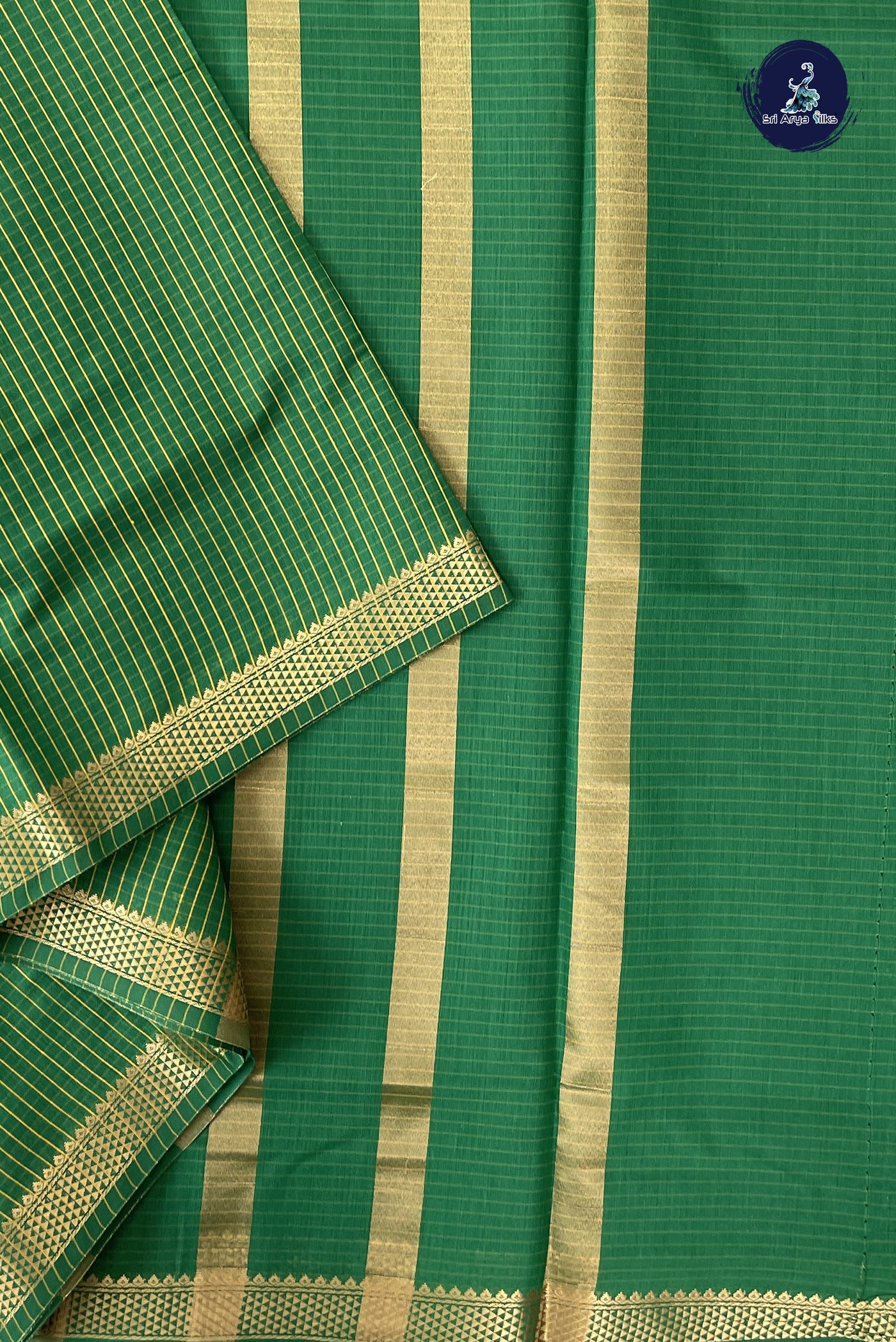 Green Madisar Semi Silk Cotton Saree With Checked Pattern