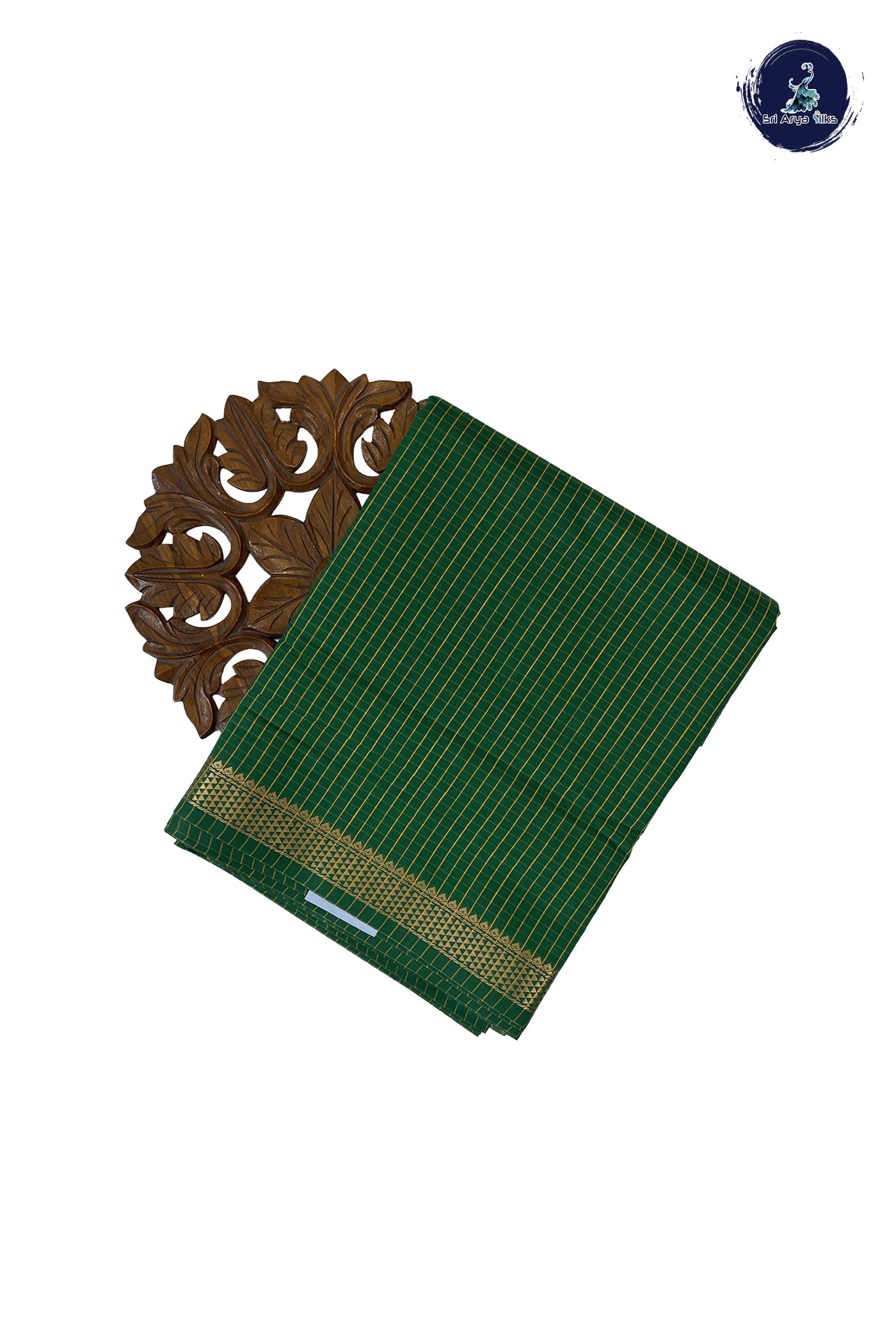 Green Madisar Semi Silk Cotton Saree With Checked Pattern