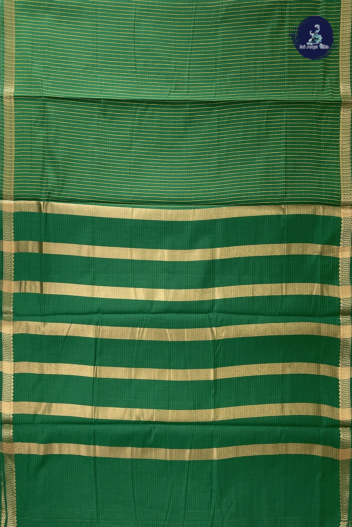 Green Madisar Semi Silk Cotton Saree With Checked Pattern