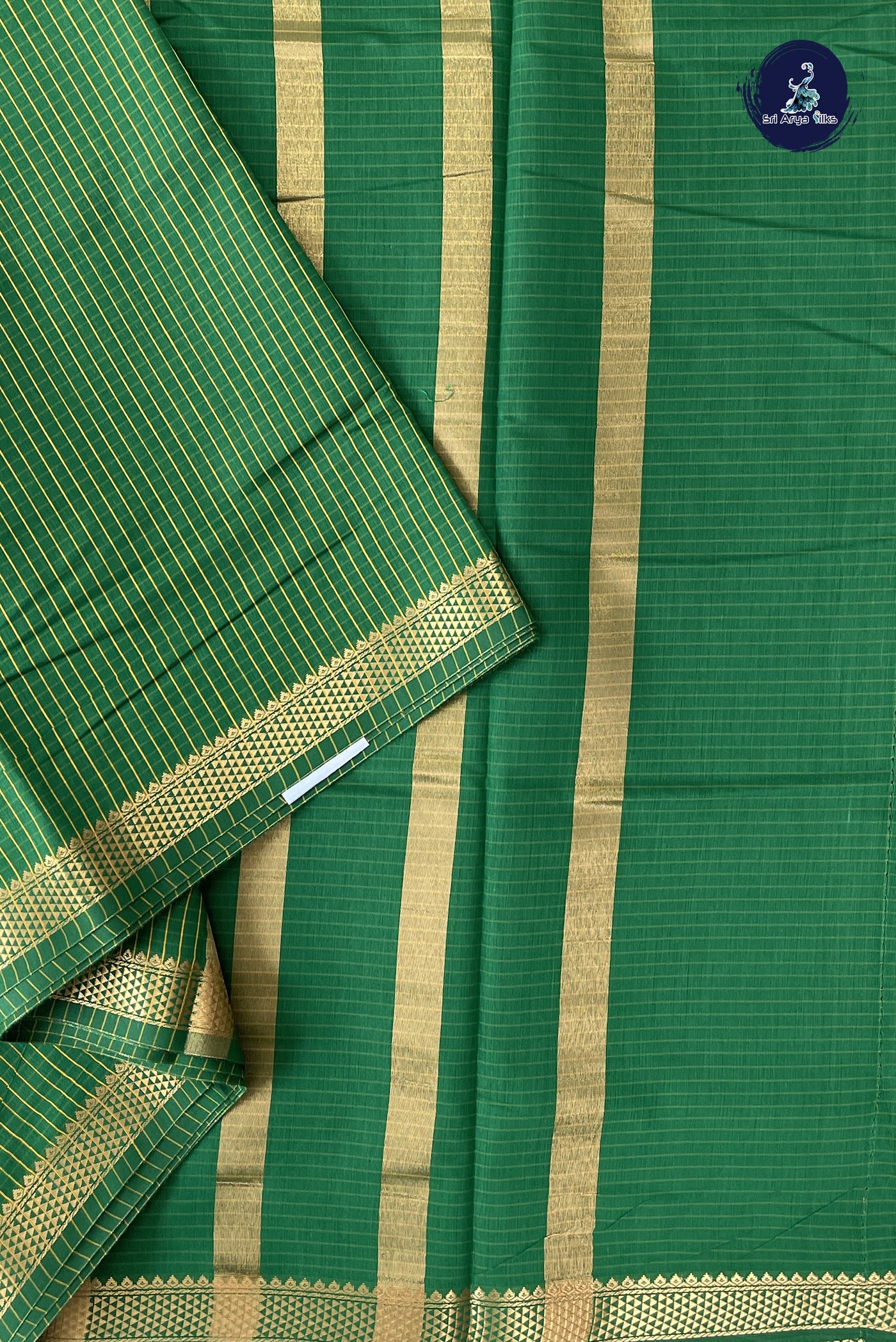 Green Madisar Semi Silk Cotton Saree With Checked Pattern