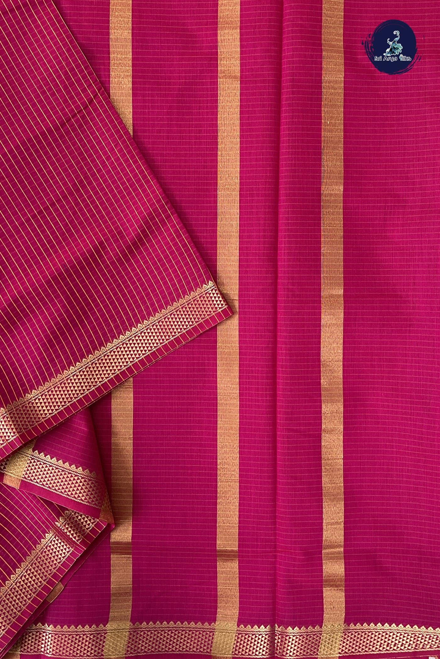 Rani Pink Madisar Semi Silk Cotton Saree With Checked Pattern
