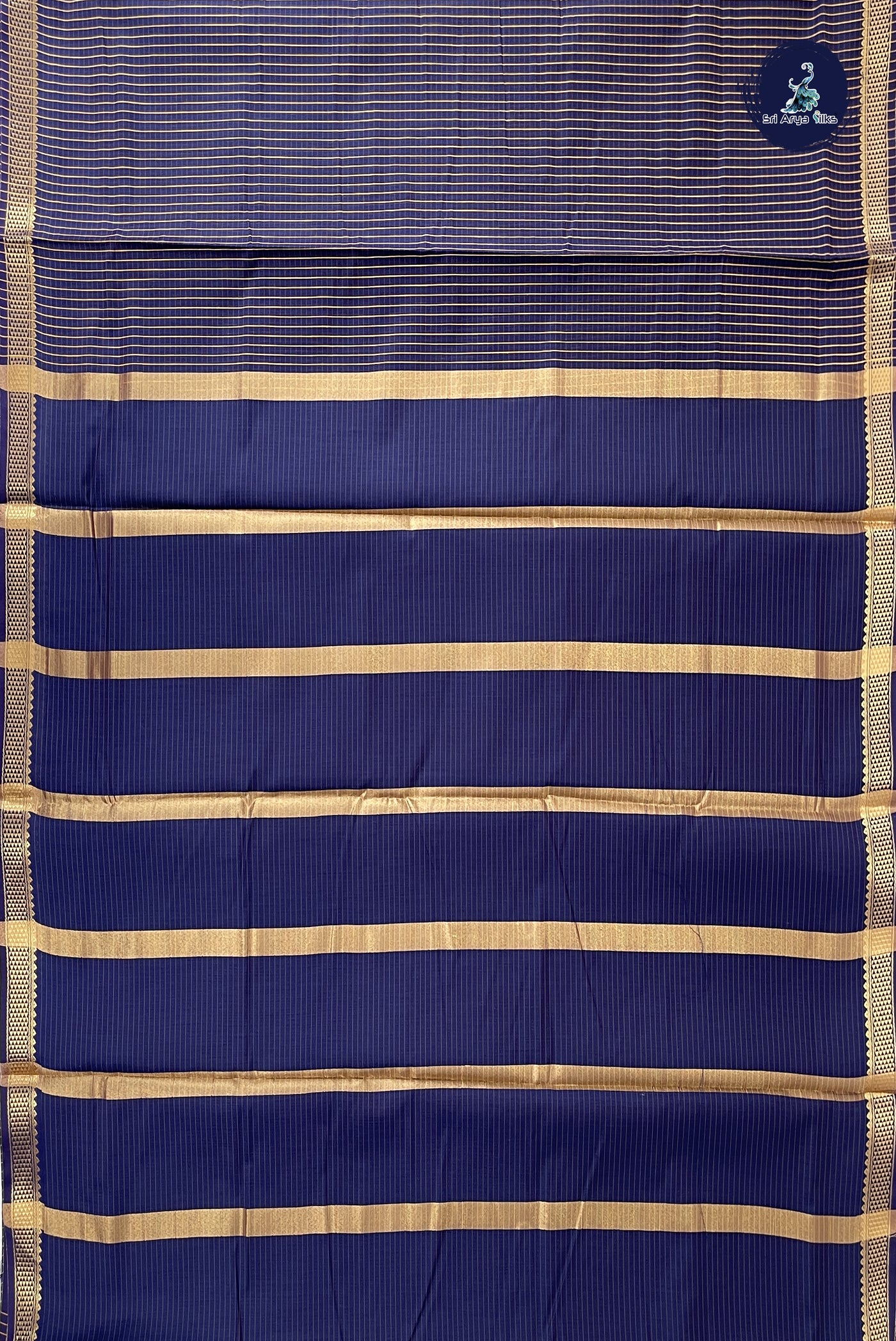Navy Blue Madisar Semi Silk Cotton Saree With Checked Pattern