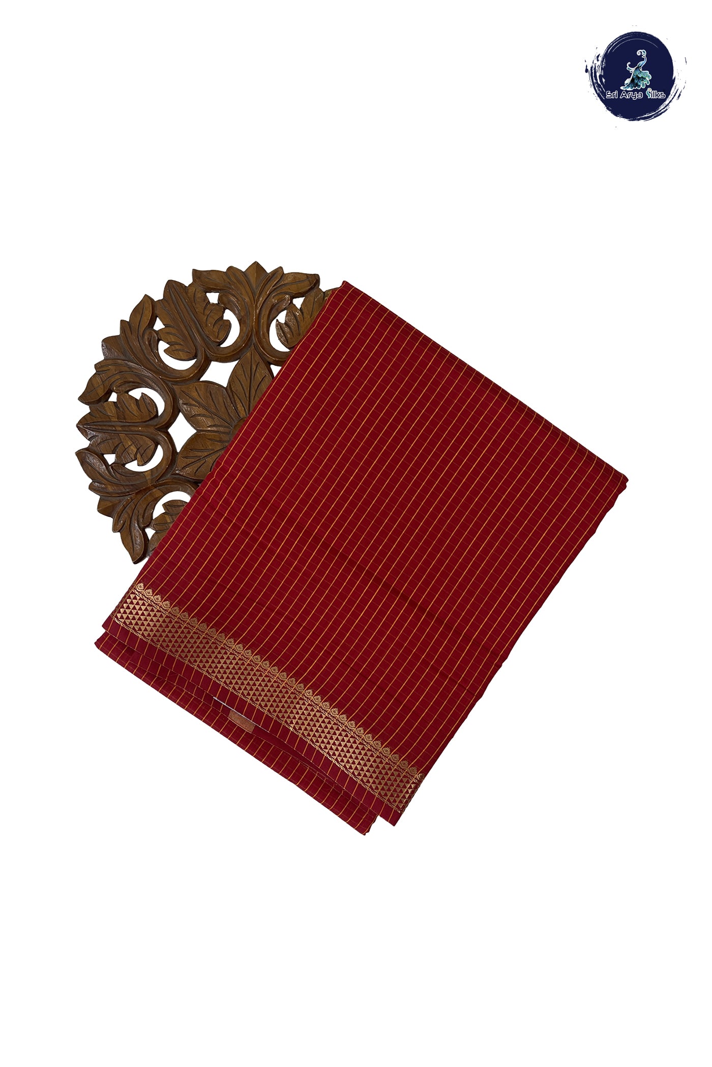 Red Madisar Semi Silk Cotton Saree With Checked Pattern