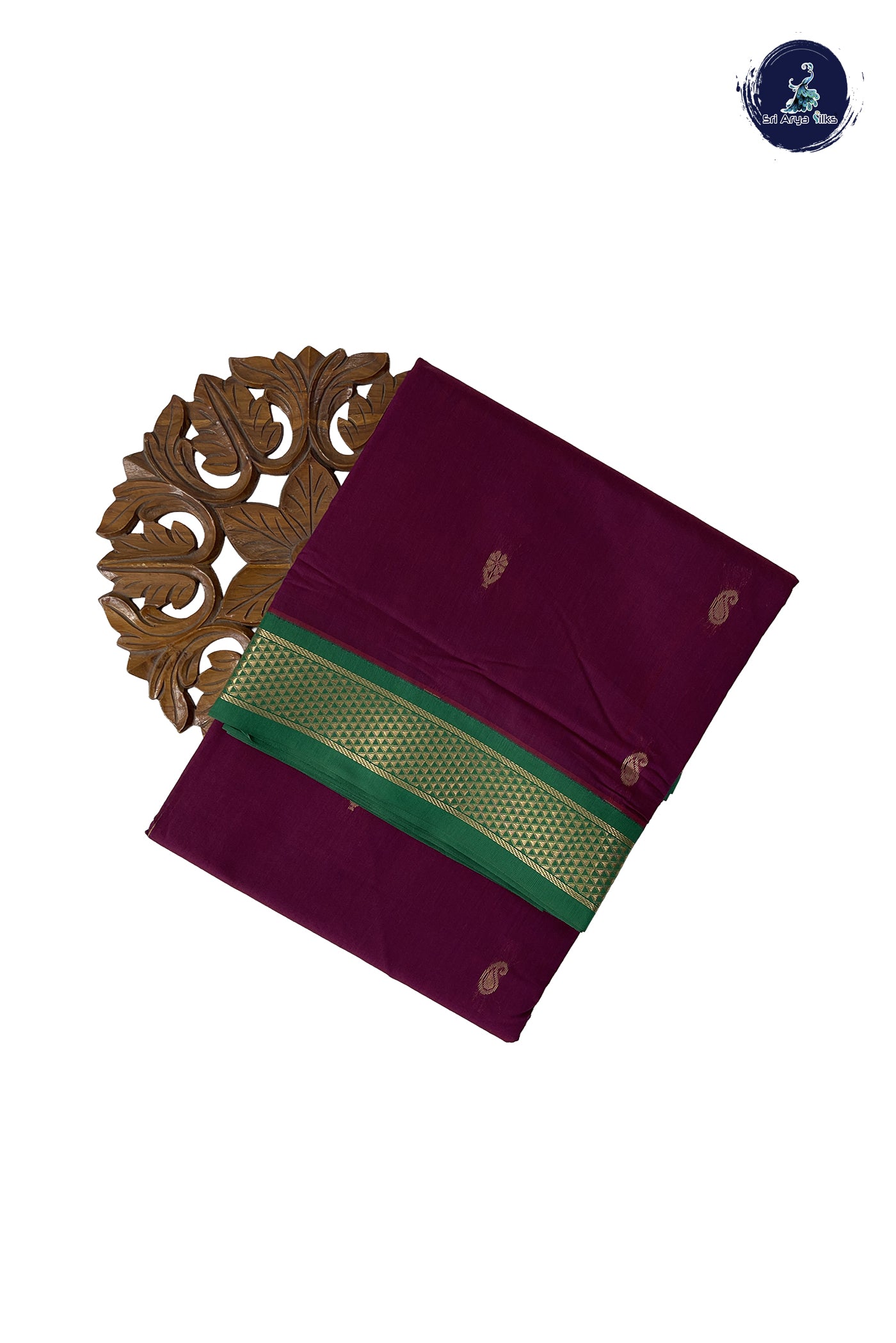 Burgundy Madisar Semi Silk Cotton Saree With Zari Buttas Pattern