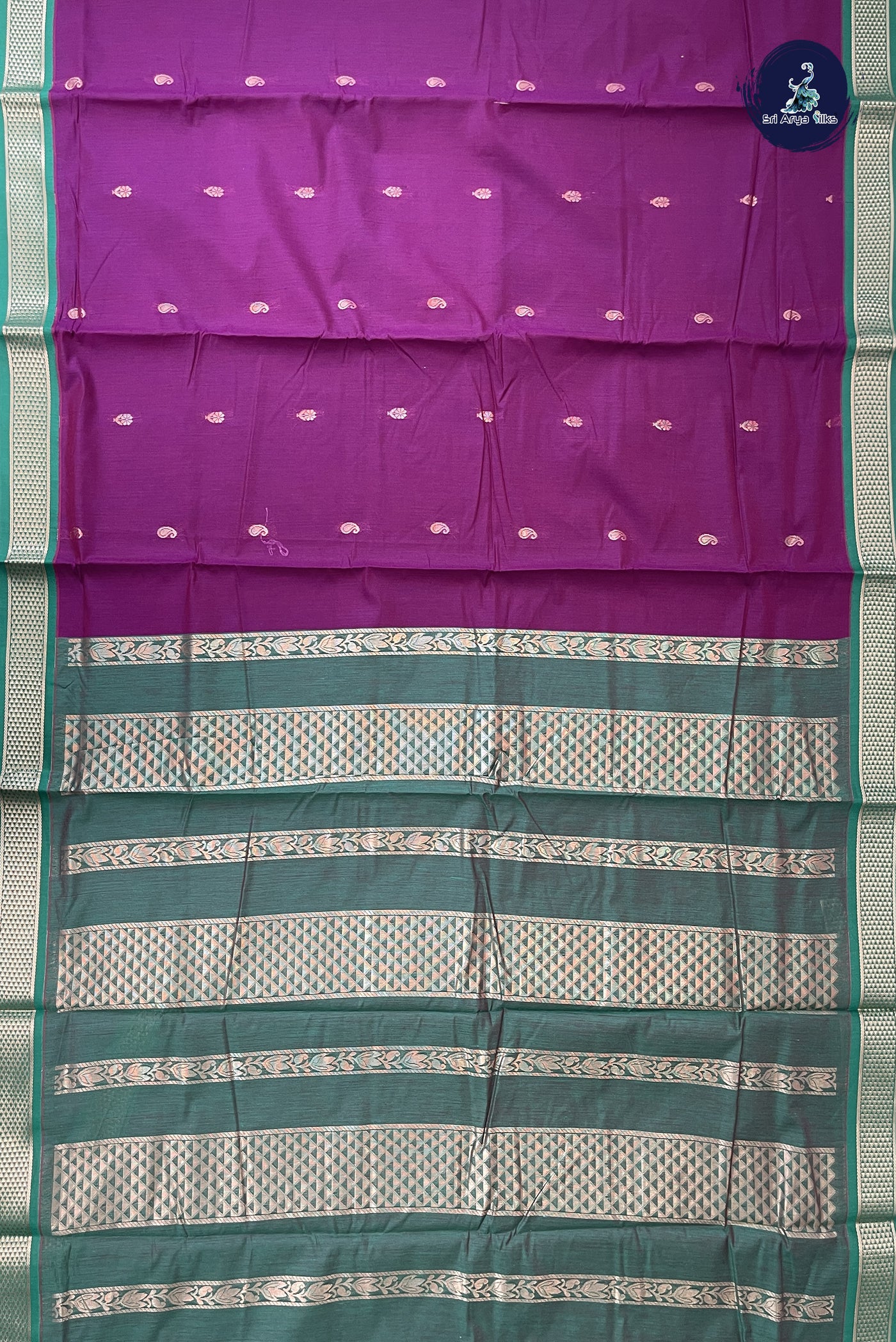 Burgundy Madisar Semi Silk Cotton Saree With Zari Buttas Pattern