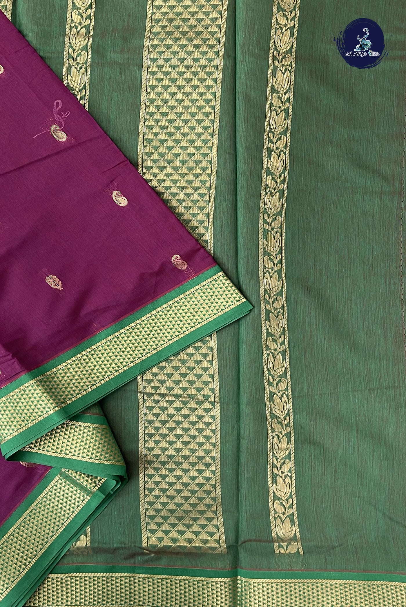 Burgundy Madisar Semi Silk Cotton Saree With Zari Buttas Pattern