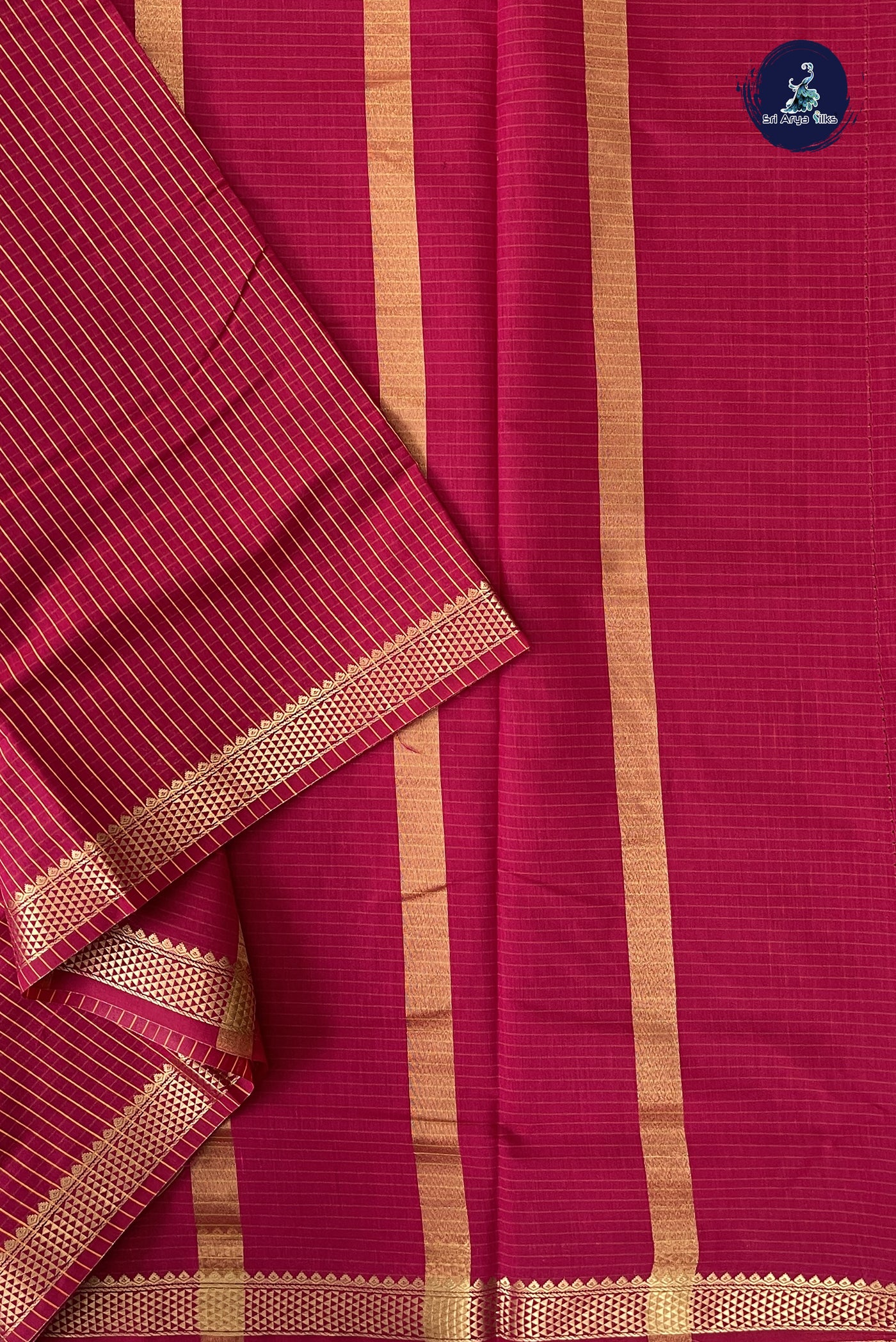 Dark Pink Madisar Semi Silk Cotton Saree With Checked Pattern
