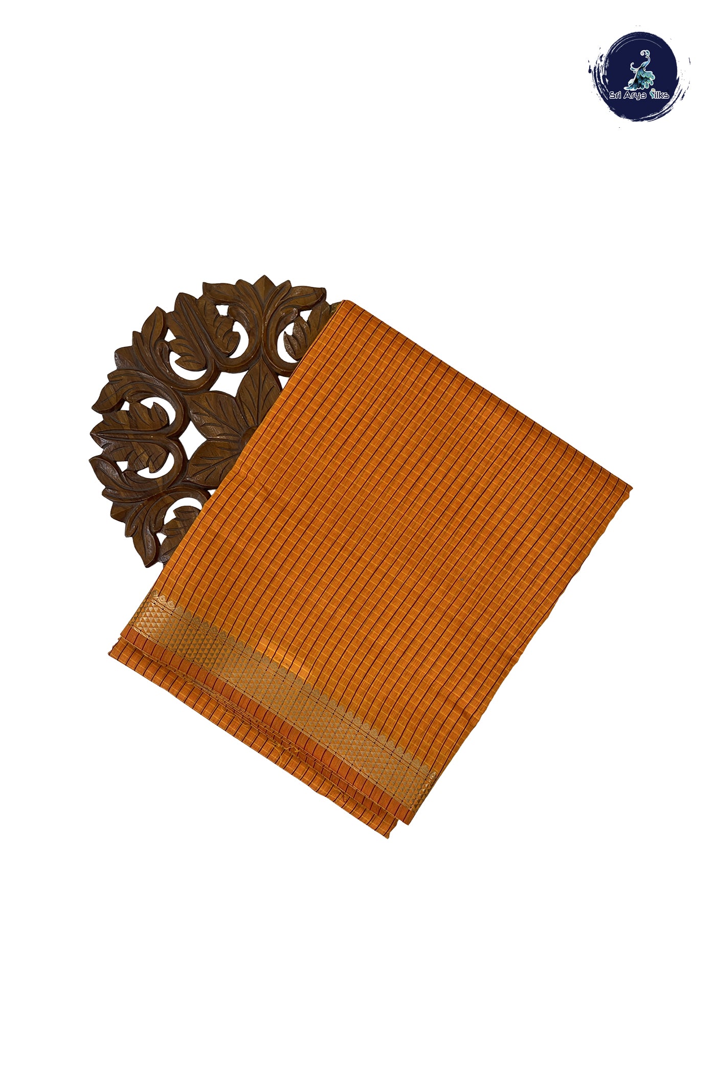 Mango Yellow Madisar Semi Silk Cotton Saree With Checked Pattern