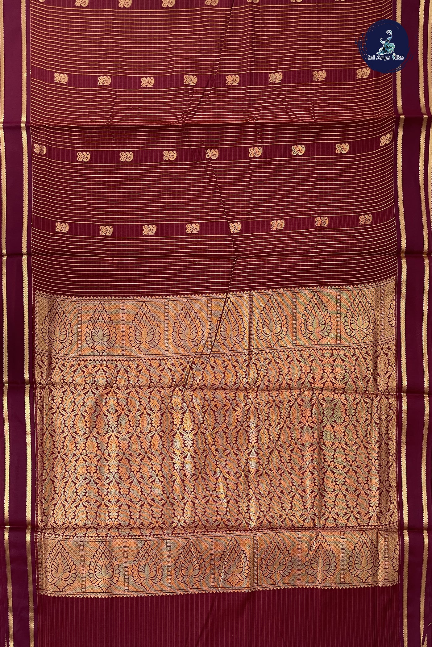 Maroon Madisar Semi Silk Cotton Saree With Checked Pattern