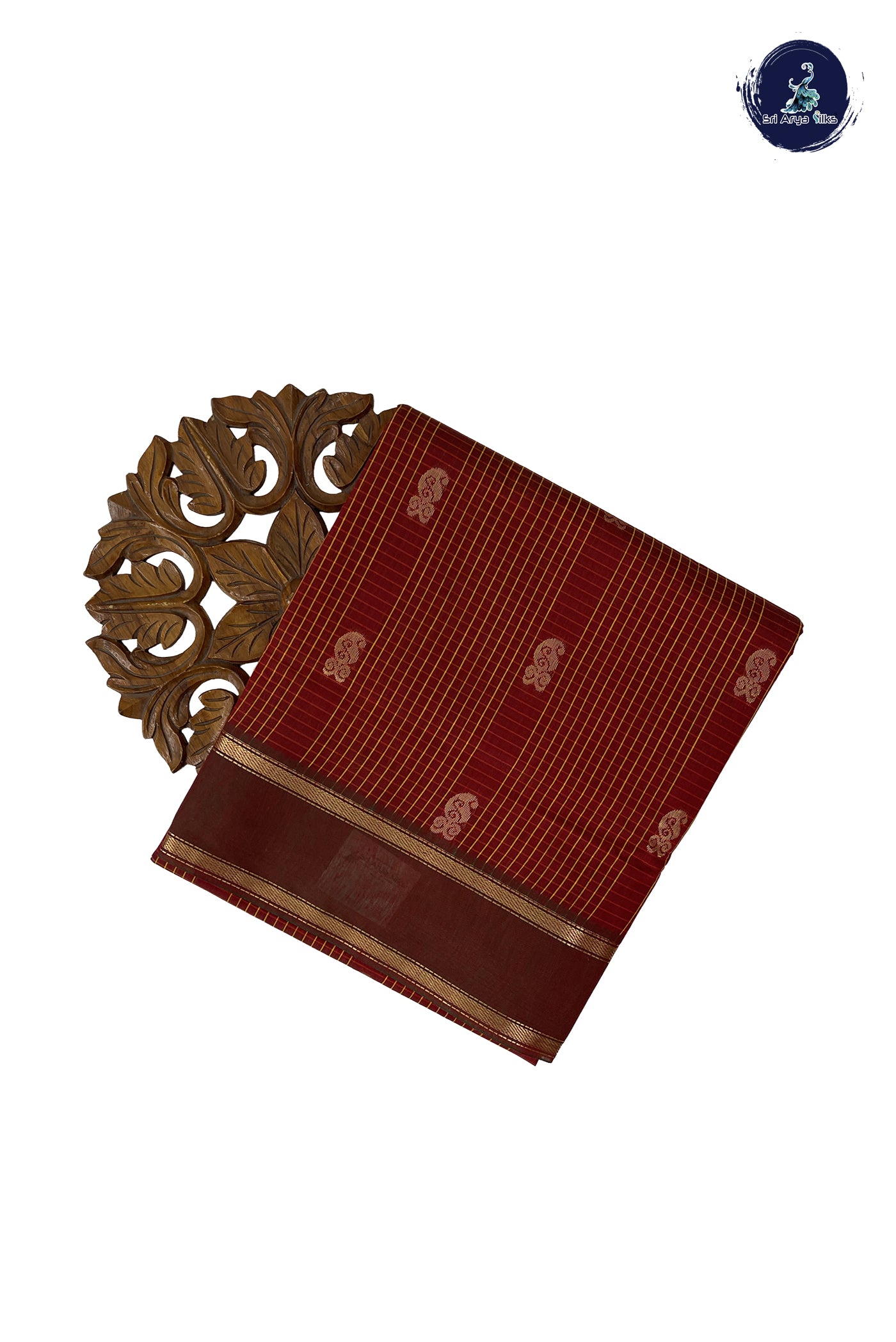Dual Tone Brown Madisar Semi Silk Cotton Saree With Checked Pattern