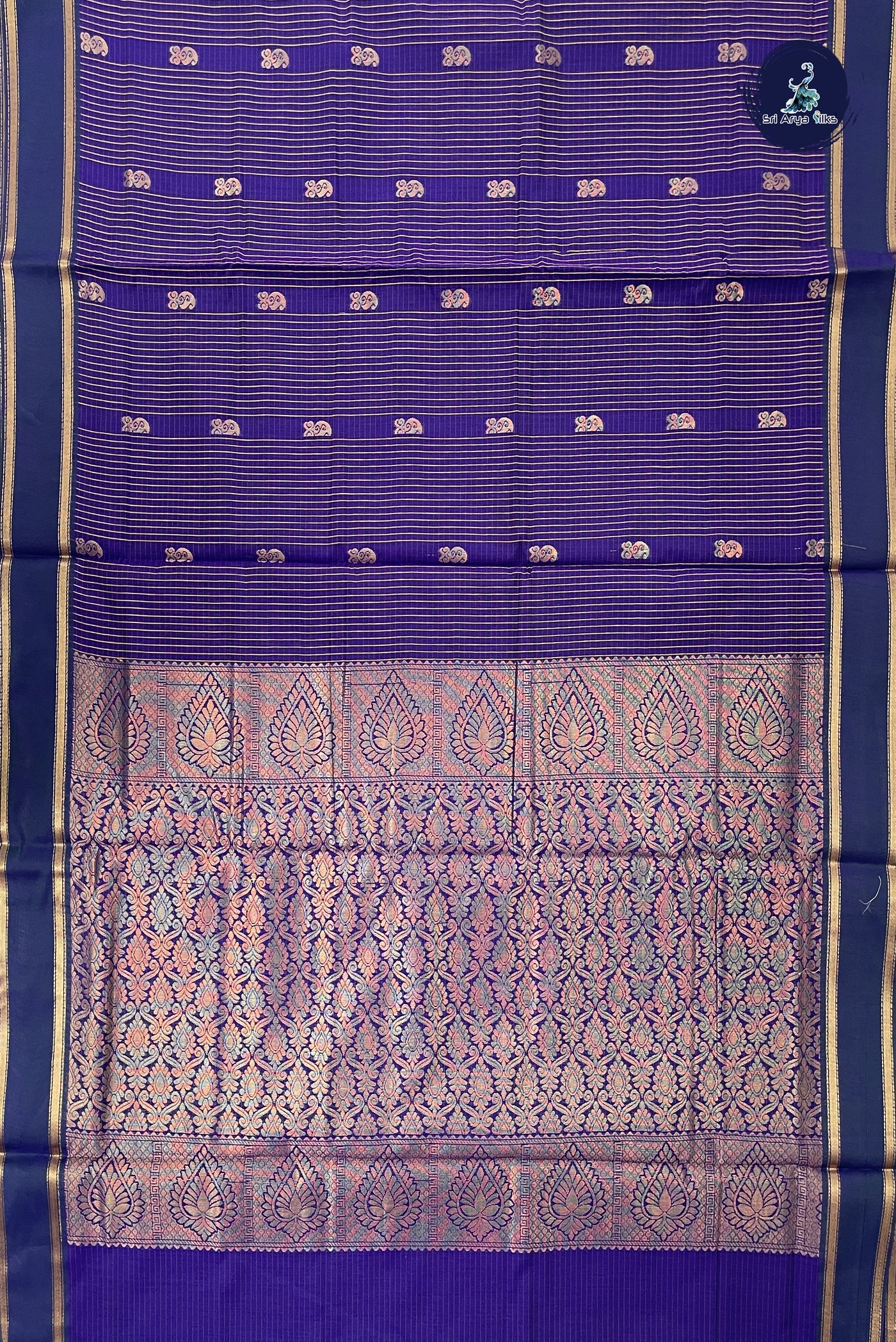 Violet Madisar Semi Silk Cotton Saree With Checked Pattern