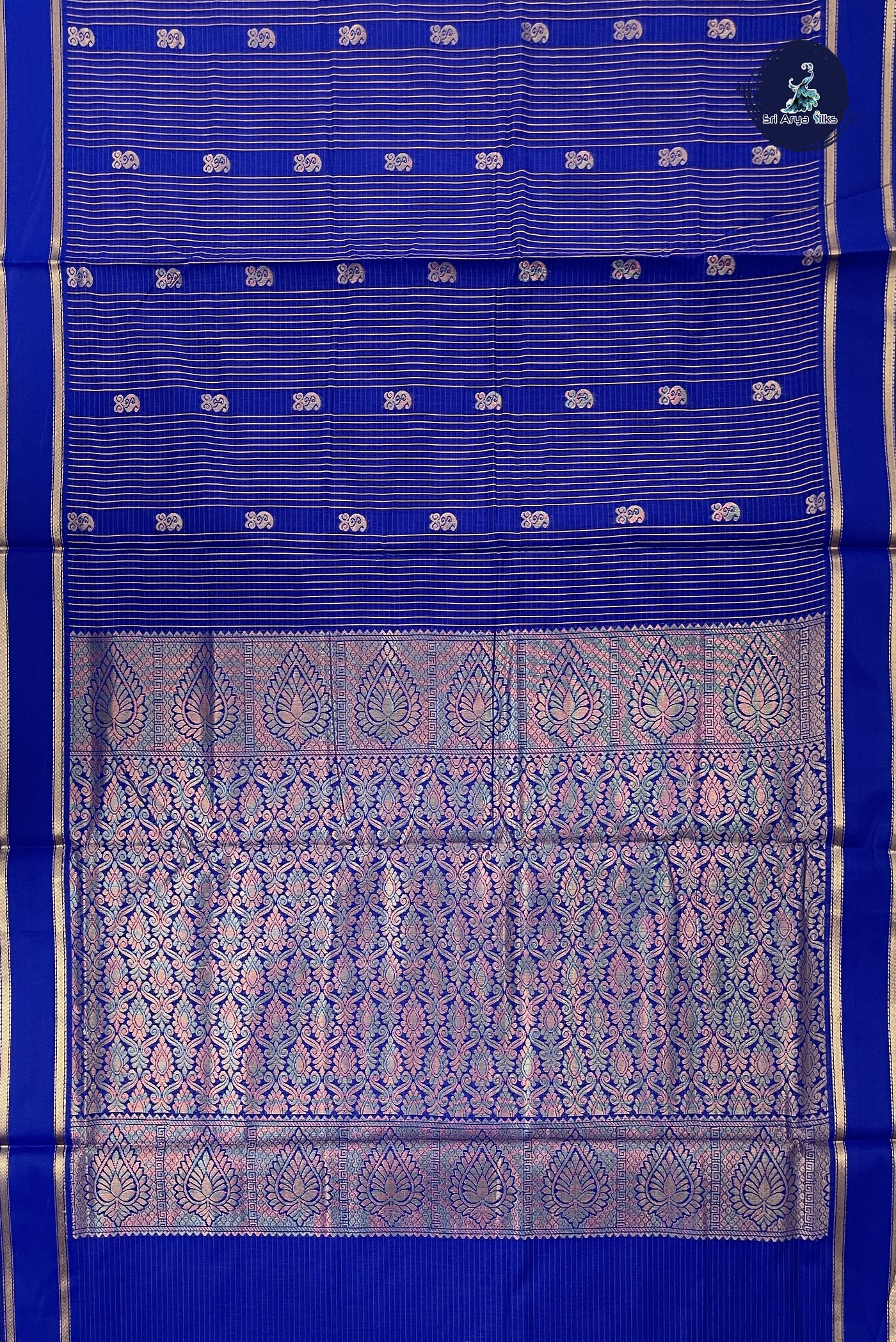 MS Blue Madisar Semi Silk Cotton Saree With Checked Pattern