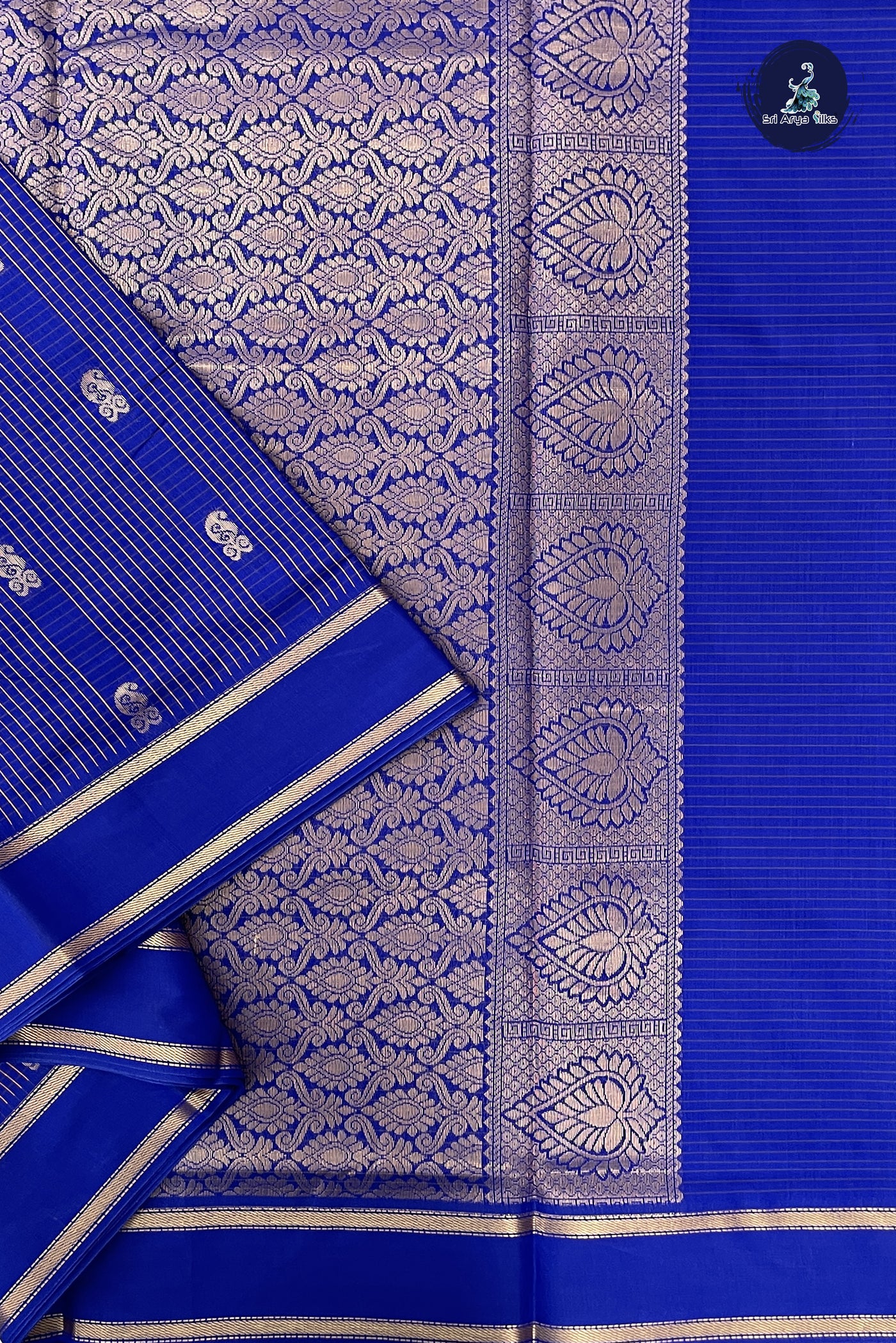 MS Blue Madisar Semi Silk Cotton Saree With Checked Pattern