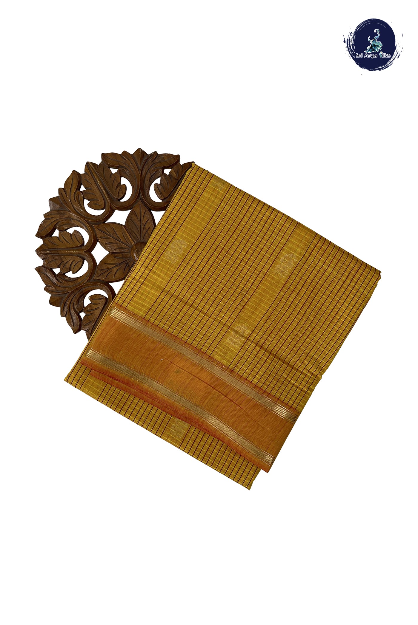 Yellow Madisar Semi Silk Cotton Saree With Checked Pattern