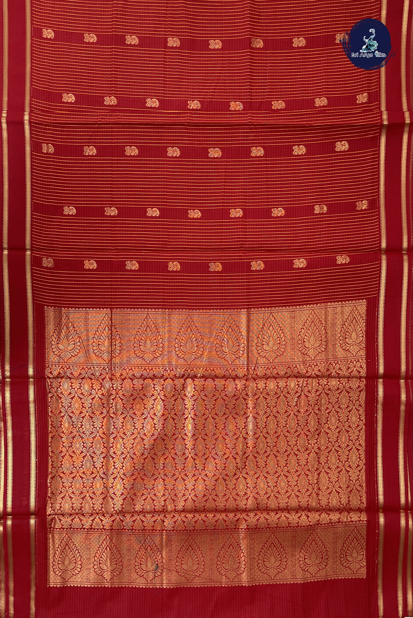 Red Madisar Semi Silk Cotton Saree With Checked Pattern