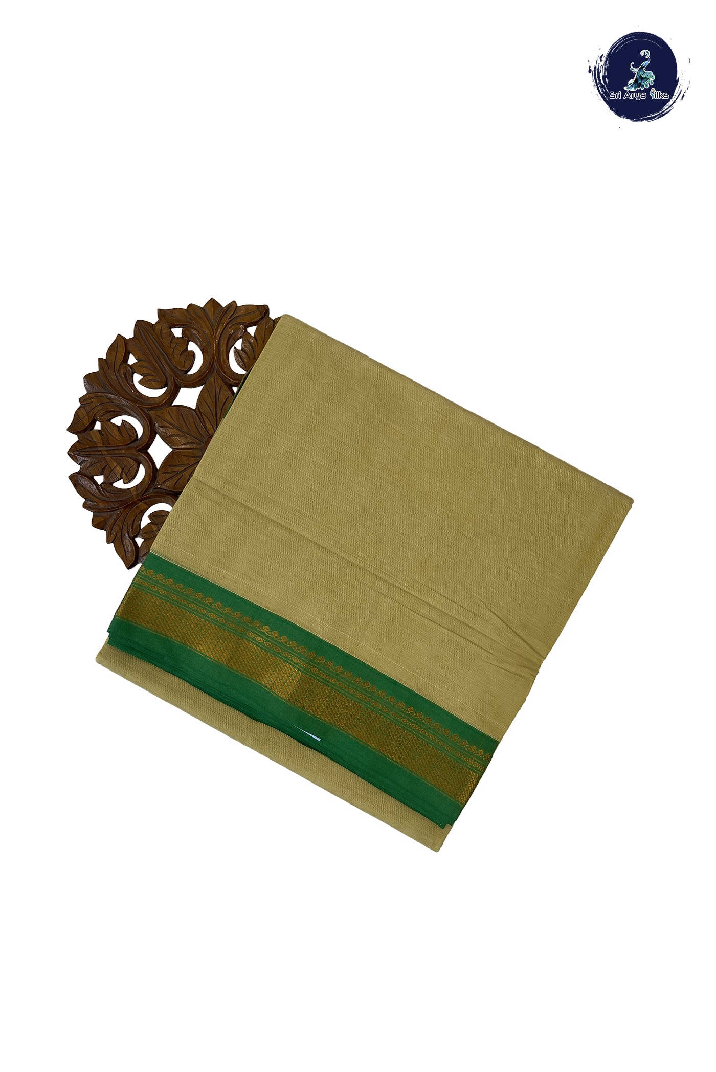 Creamish Yellow 10 Yards Madisar Cotton Saree With Plain Pattern