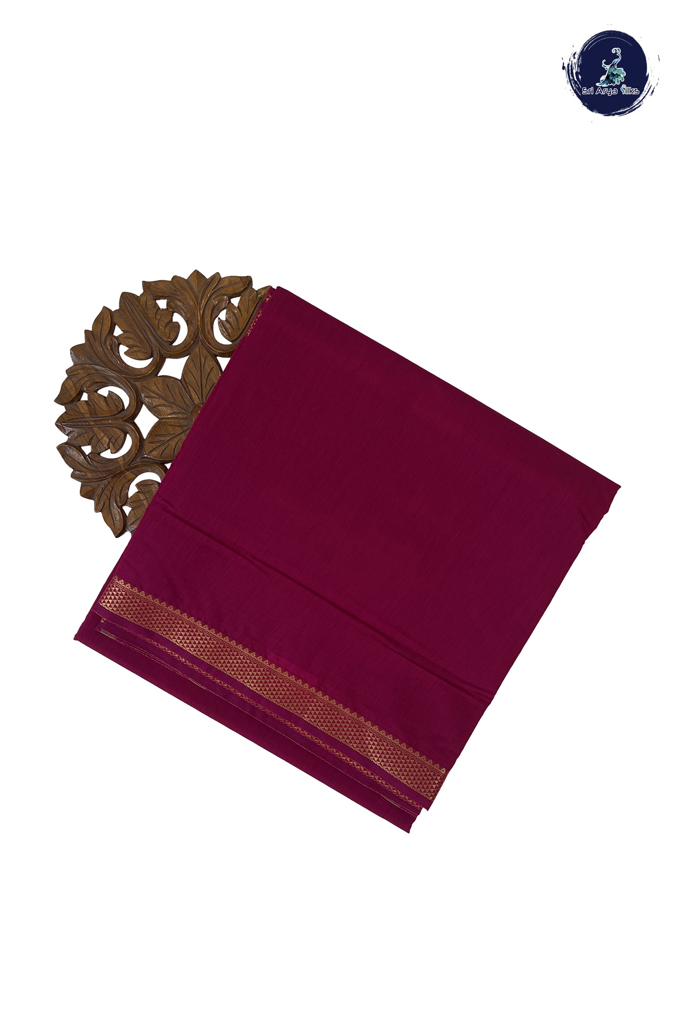 Rani Pink Madisar Semi Silk Cotton Saree With Plain Pattern