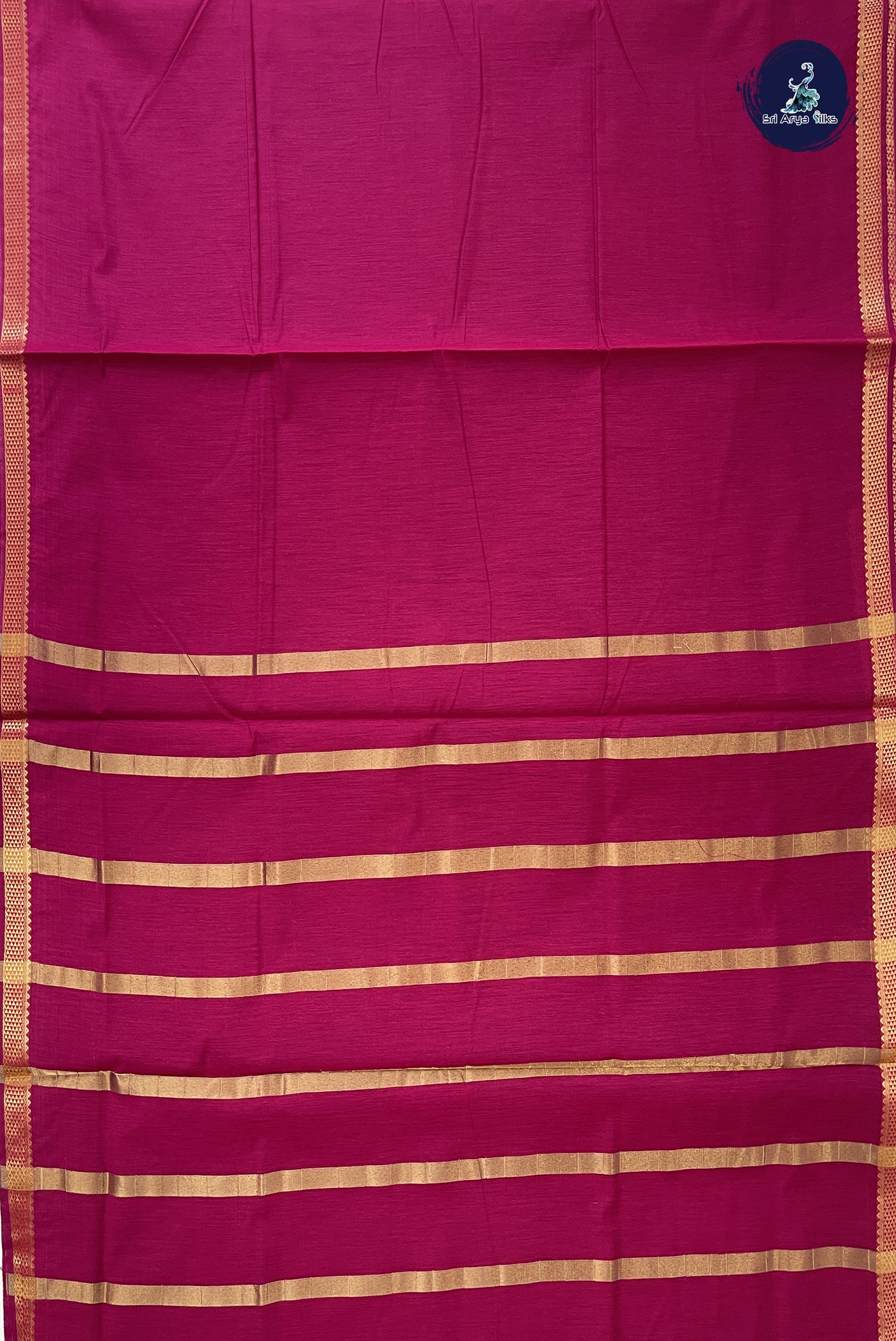 Rani Pink Madisar Semi Silk Cotton Saree With Plain Pattern